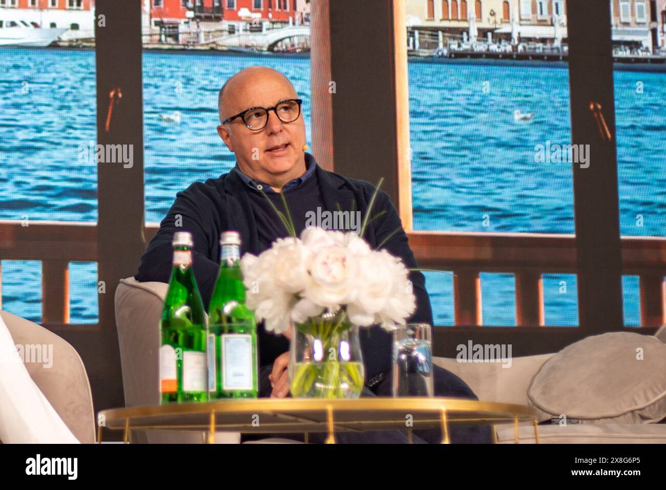 Hilton Molino Stucky, Venezia, Italia, 20 maggio 2024, Andrea Guerra CEO del gruppo Prada parla al Business of Luxury Summit 2024 durante il Financial Times Busi Foto Stock