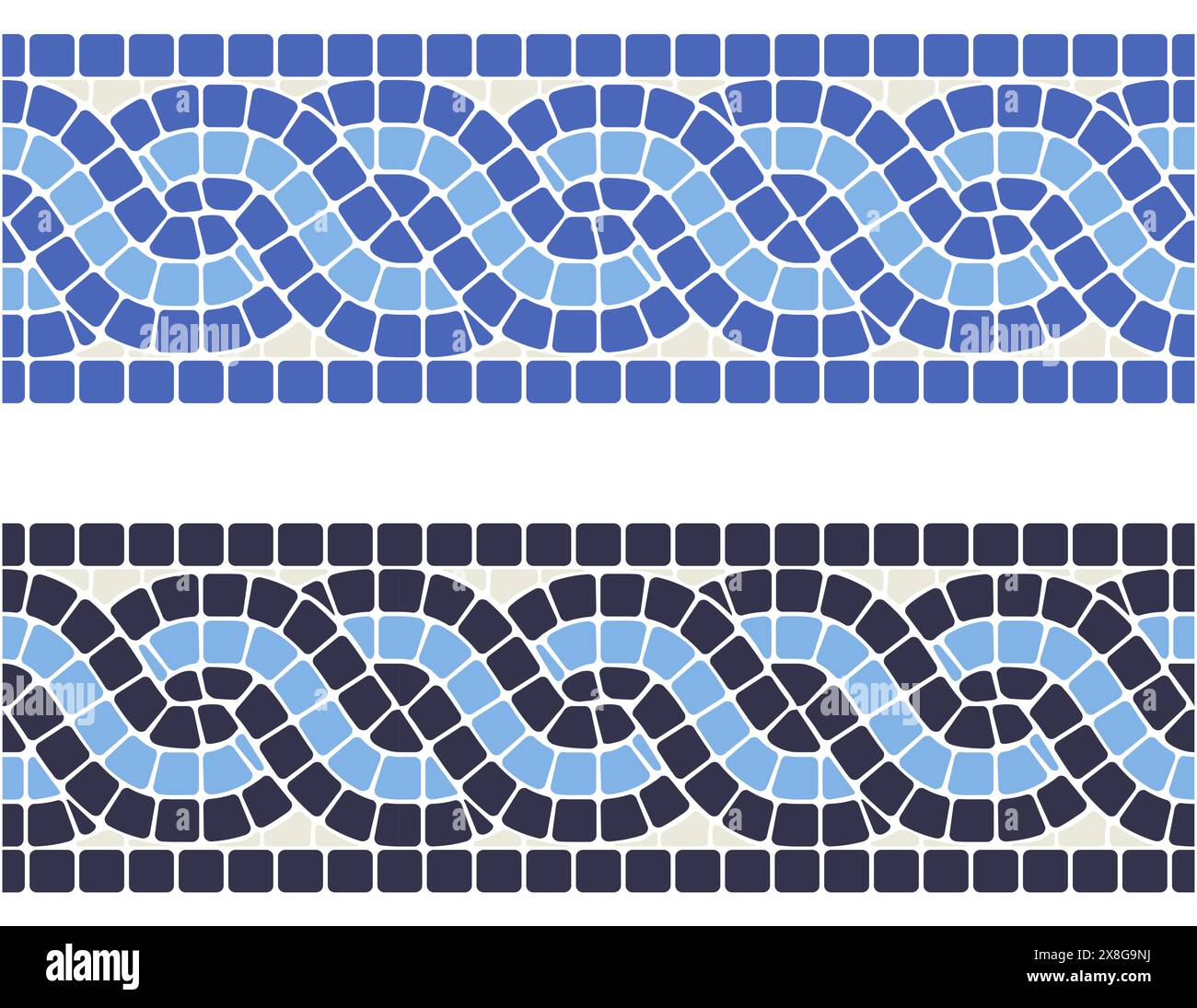 Intreccio a mosaico, motivo senza cuciture con linee di piastrelle intrecciate, pigtail a mosaico, vettore Illustrazione Vettoriale