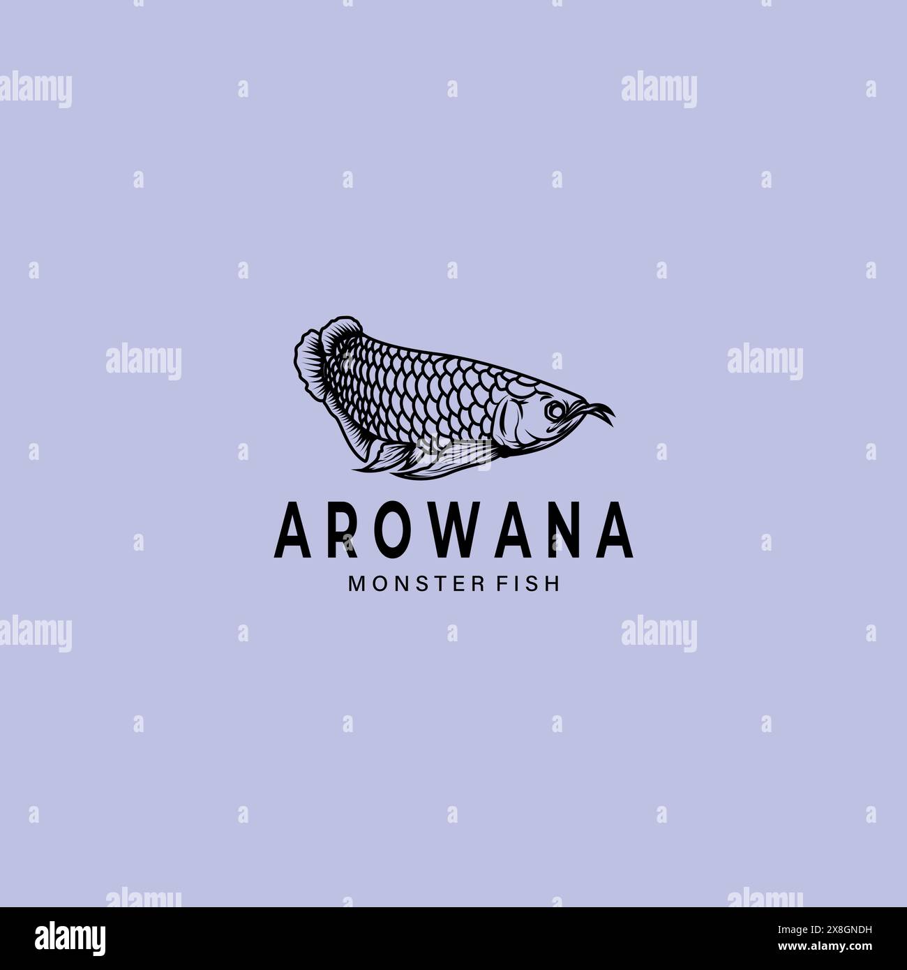 disegno vettoriale vintage con logo arowana fish Illustrazione Vettoriale