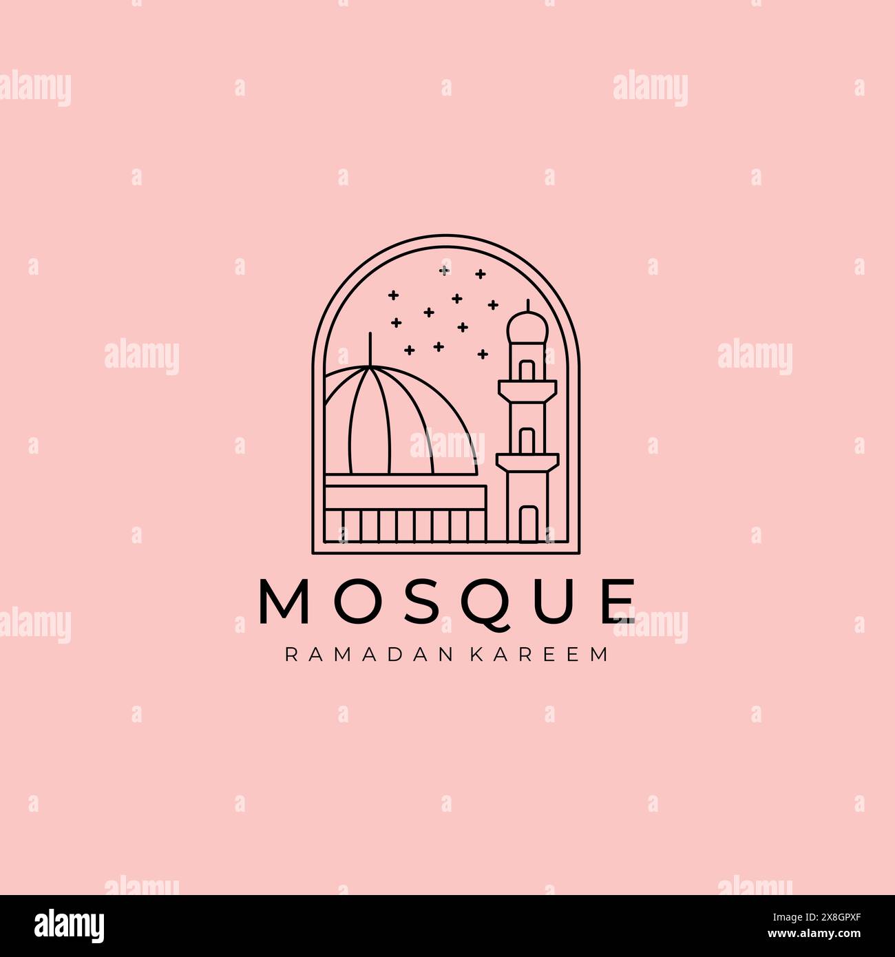 logo islamico disegno vettoriale a linea, simbolo simbolo moschea emblema vettoriale disegno illustrativo Illustrazione Vettoriale