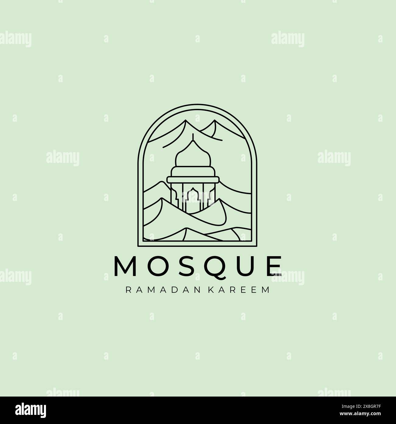logo mosque vettoriale semplice design con icone di lusso Illustrazione Vettoriale