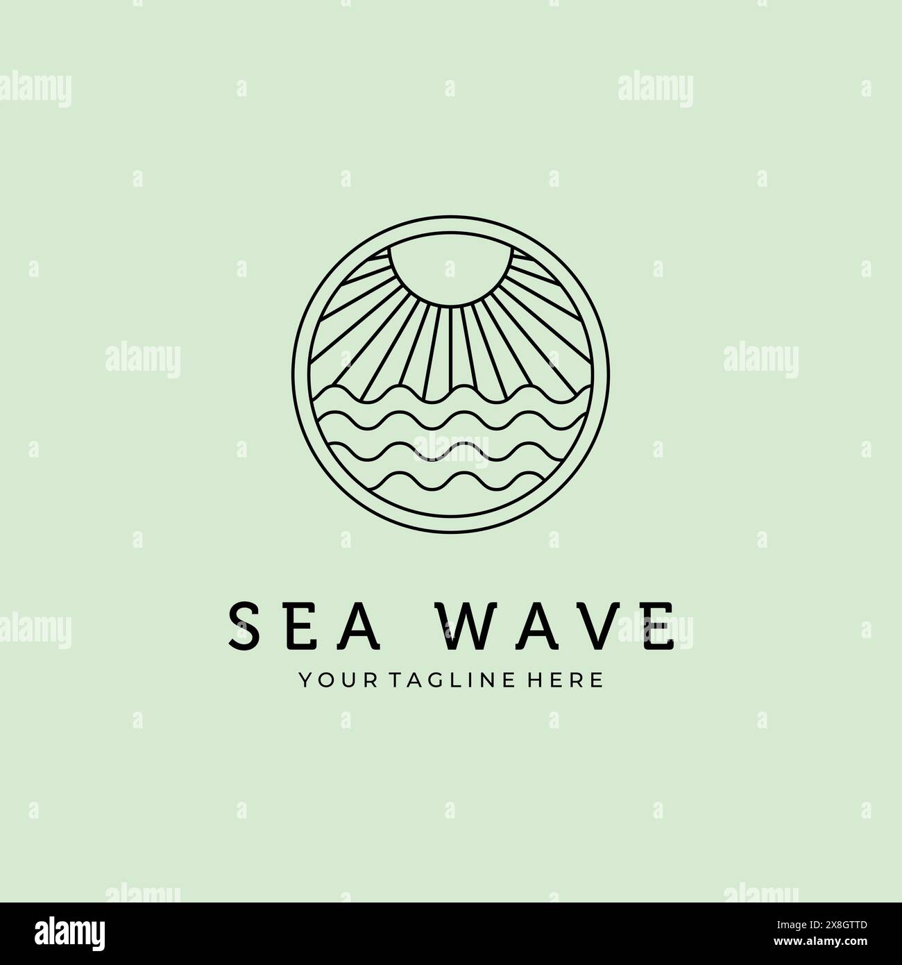 design vettoriale minimalista con logo sea wave Illustrazione Vettoriale