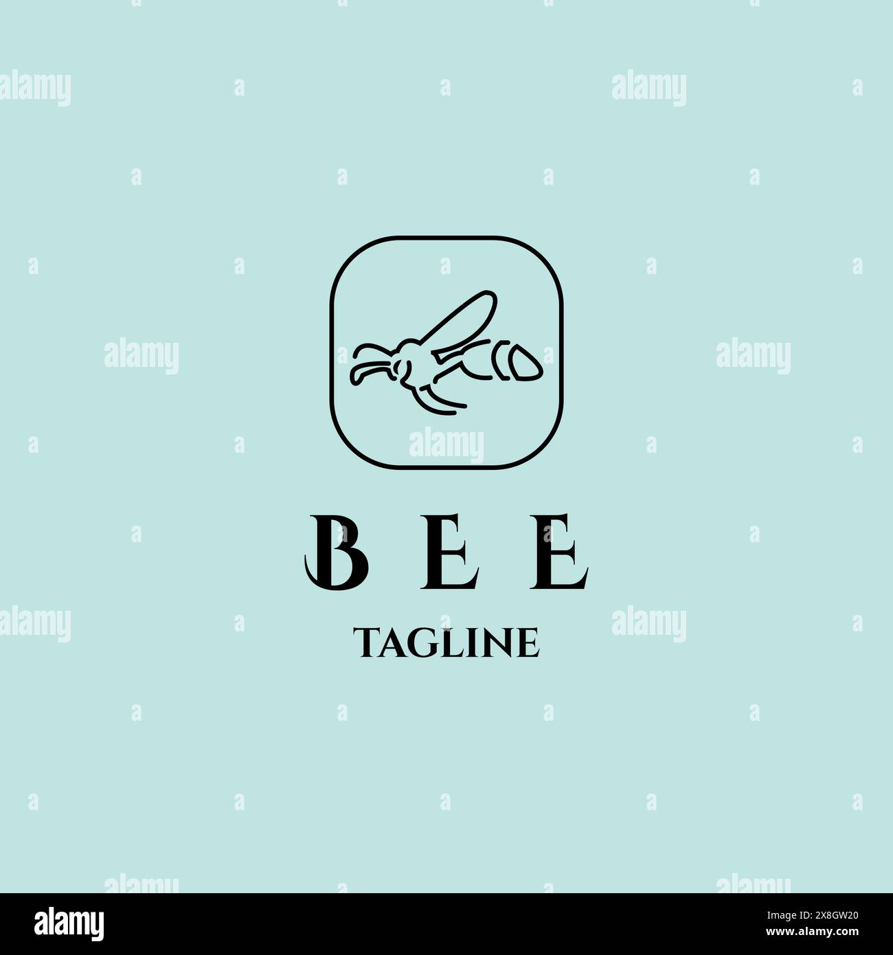 design vettoriale con logo line art bee minimalista Illustrazione Vettoriale