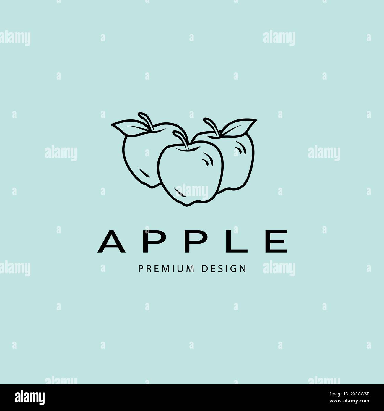 design vettoriale minimalista con logo apple line art Illustrazione Vettoriale