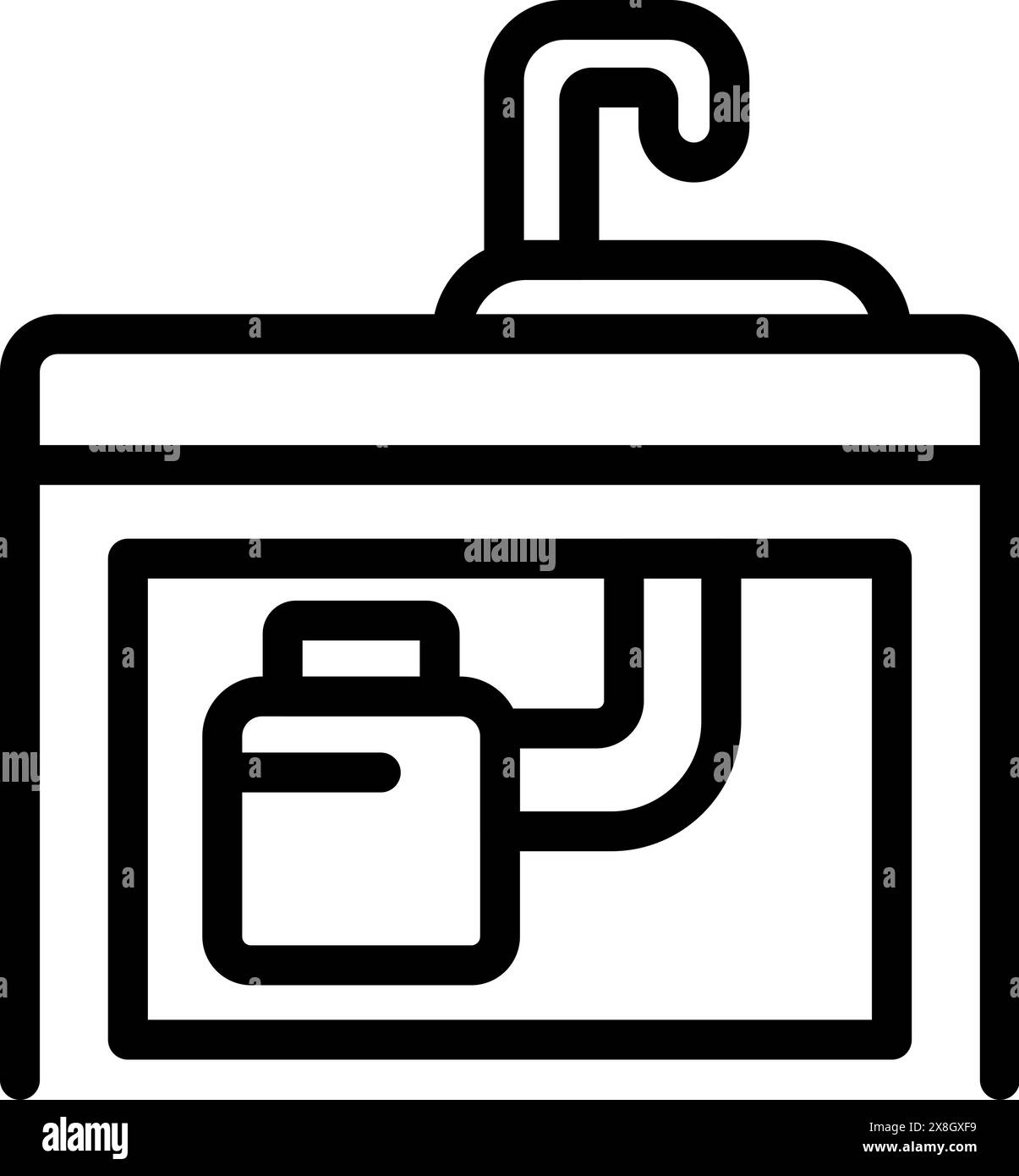 Icona grafica a linee vettoriali che raffigura un podio per conferenze con un microfono collegato, adatta per presentazioni Illustrazione Vettoriale