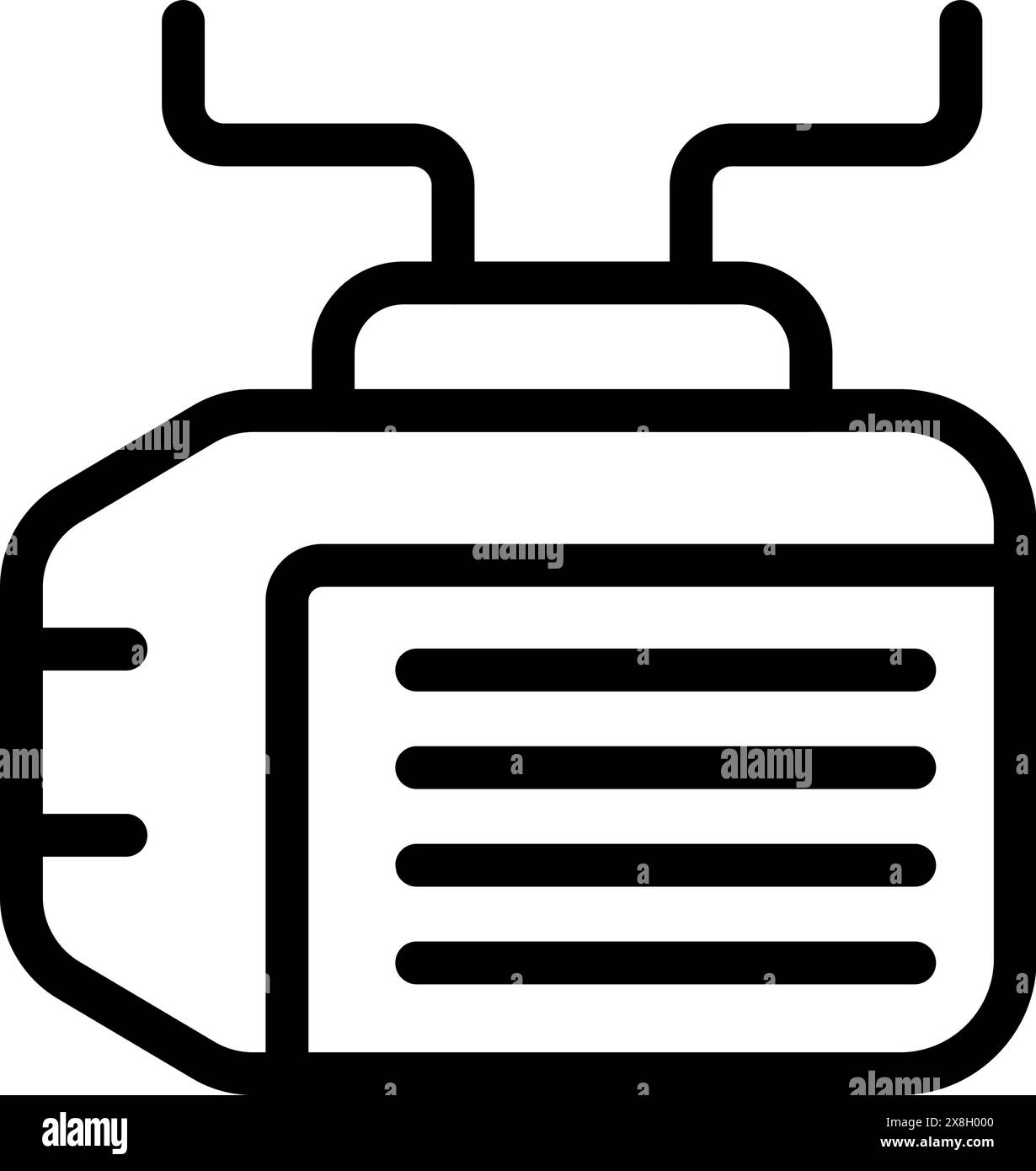 Una semplice icona in grassetto che rappresenta una stampante desktop in bianco e nero Illustrazione Vettoriale