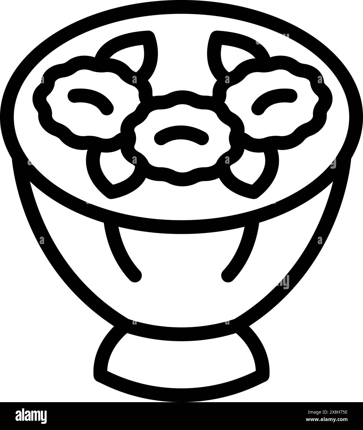 Un'arte in bianco e nero di una deliziosa sundae di gelato con tre cucchiai e una ciotola Illustrazione Vettoriale