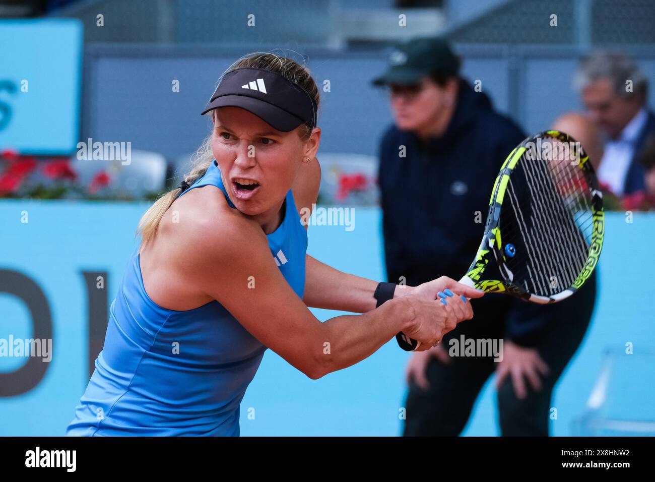 Caroline Wozniacki di Danimarca durante la partita del secondo giorno del mutua Madrid Open a la Caja Magica il 24 aprile 2024 a Madrid, Spagna. Con: Caroline Wozniack dove: Madrid, Spagna quando: 24 apr 2024 credito: Oscar Gonzalez/WENN Foto Stock