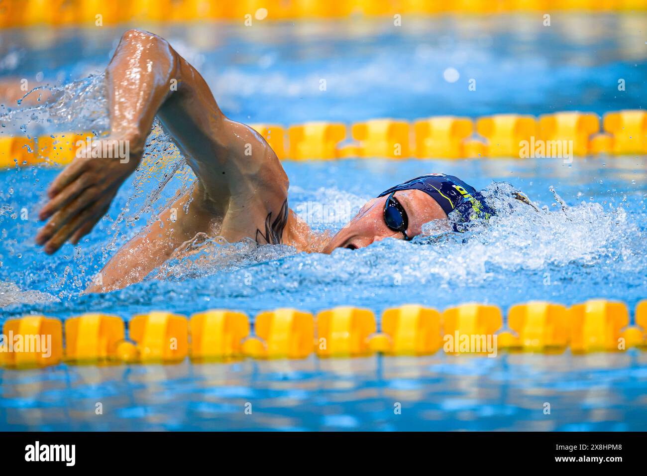 LONDRA, REGNO UNITO. 25 maggio 2024. Florian Wellbrock della Germania gareggia nella 1500m Freestyle Super Final maschile durante l'AP Race London International 2024 al London Aquatics Centre sabato 25 maggio 2024. LONDRA, INGHILTERRA. Crediti: Taka G Wu/Alamy Live News Foto Stock