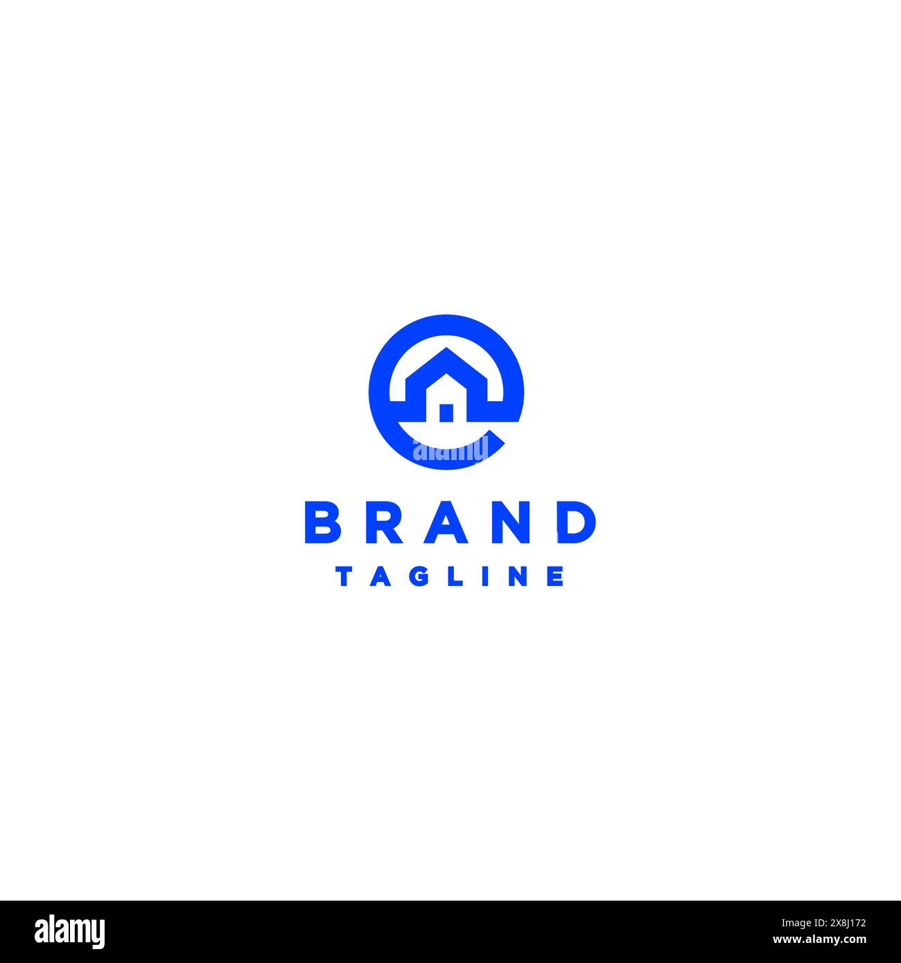 Design moderno del logo relativo all'alloggiamento. Icona Home semplice all'interno della lettera iniziale e Logo Design. Illustrazione Vettoriale