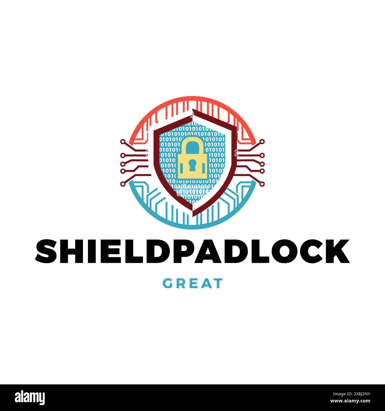 Icona del lucchetto Shield modello di disegno del logo Illustrazione Vettoriale