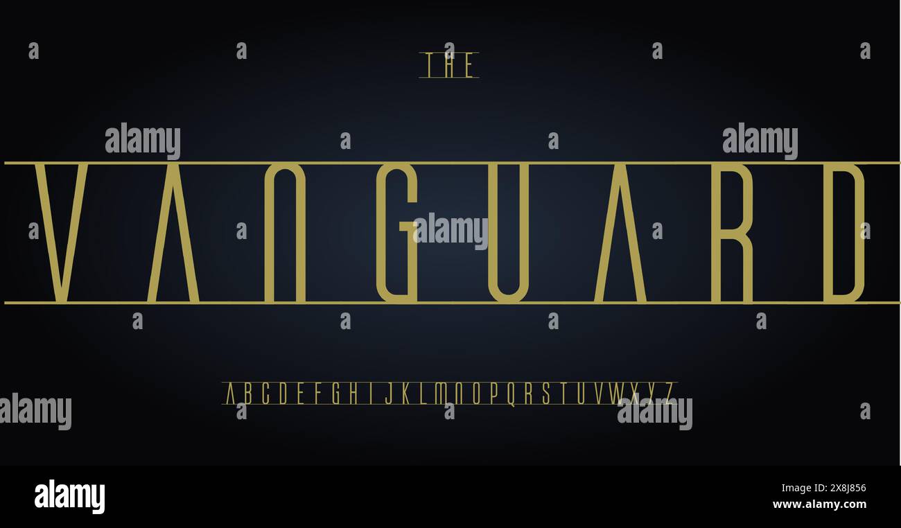 Carattere elegante e sofisticato, eleganti lettere geometriche minimaliste per un marchio di fascia alta, elegante logo premium, titolo esclusivo di riviste e libri Illustrazione Vettoriale