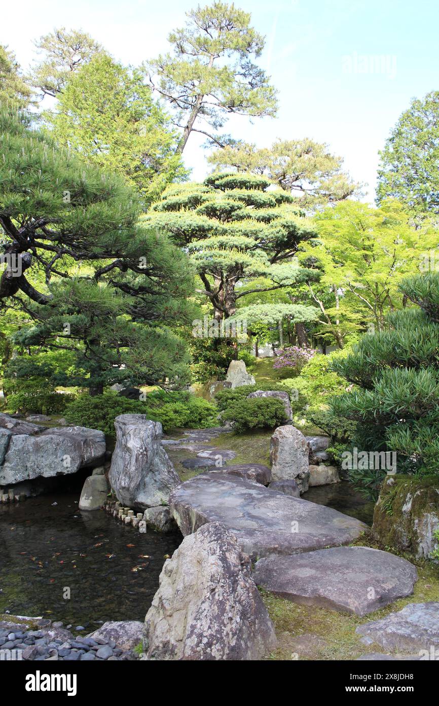 Giardino giapponese del Palazzo Imperiale di Kyoto in Giappone Foto Stock
