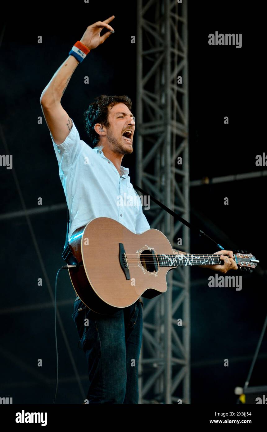 Frank Turner, V2012, Hylands Park, Chelmsford, Essex, Regno Unito - 19 agosto 2012 Foto Stock