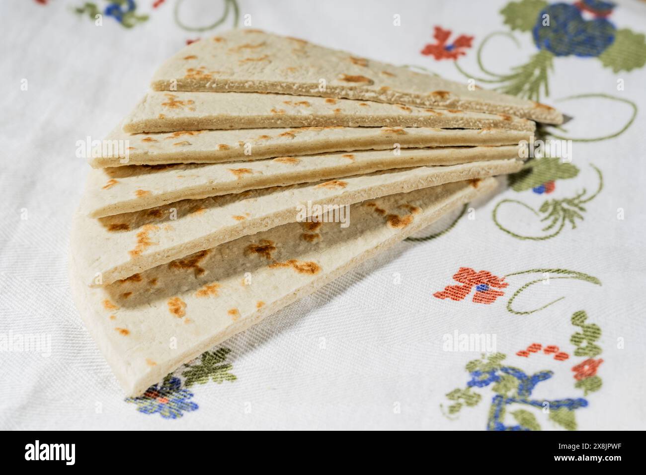 Piadina, un tipico piatto di pane dell'emilia romagna. Foto Stock
