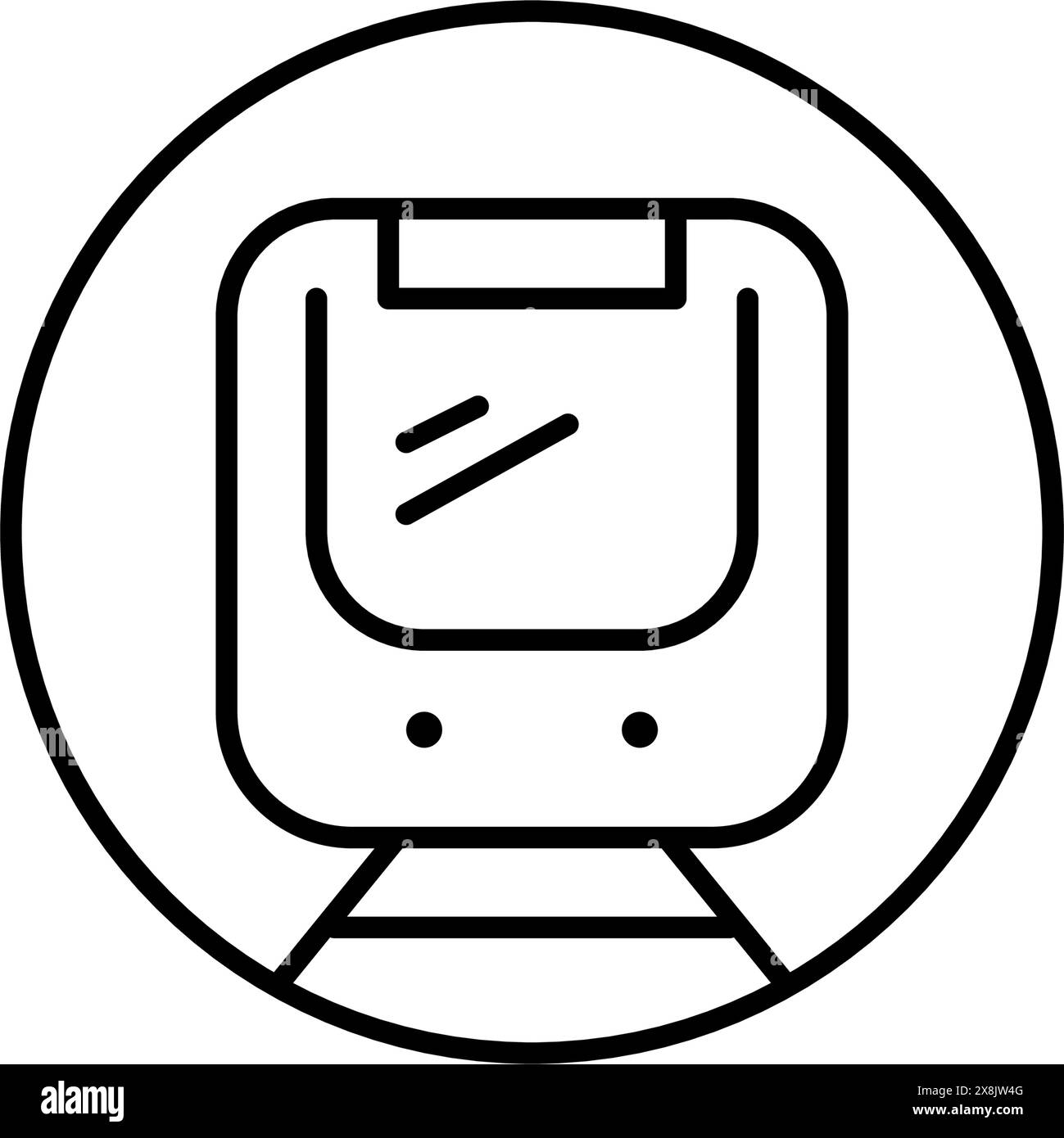 Moderno treno metropolitano su rotaie in tunnel. Sistema di trasporto rapido sotterraneo. Icona vettoriale modificabile Illustrazione Vettoriale