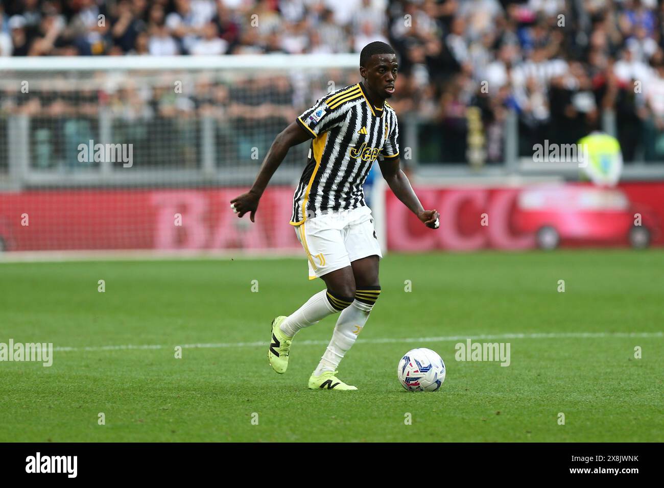 Timothy Weah della Juventus FC durante la partita tra Juventus FC e AC Monza il 25 maggio 2024 all'Allianz Stadium di Torino. Foto Stock