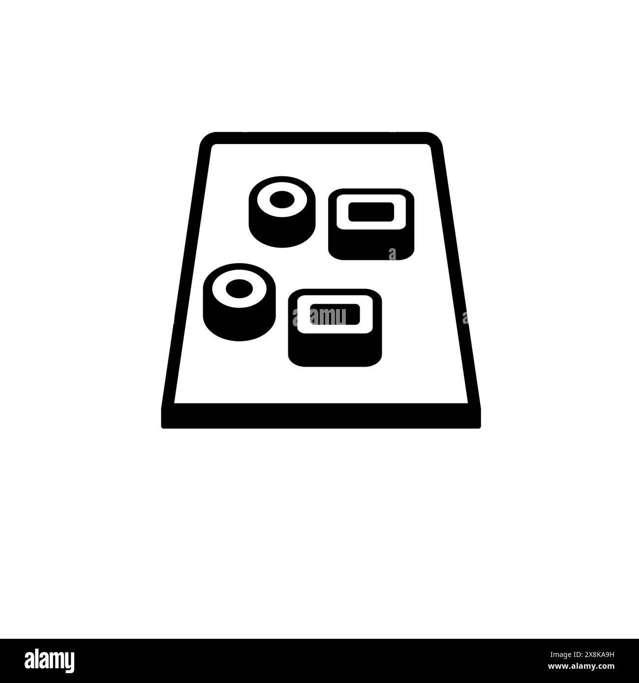 Sushi Roll, Sashimi Maki Solid Flat Vector Icon isolato su sfondo bianco. Illustrazione Vettoriale