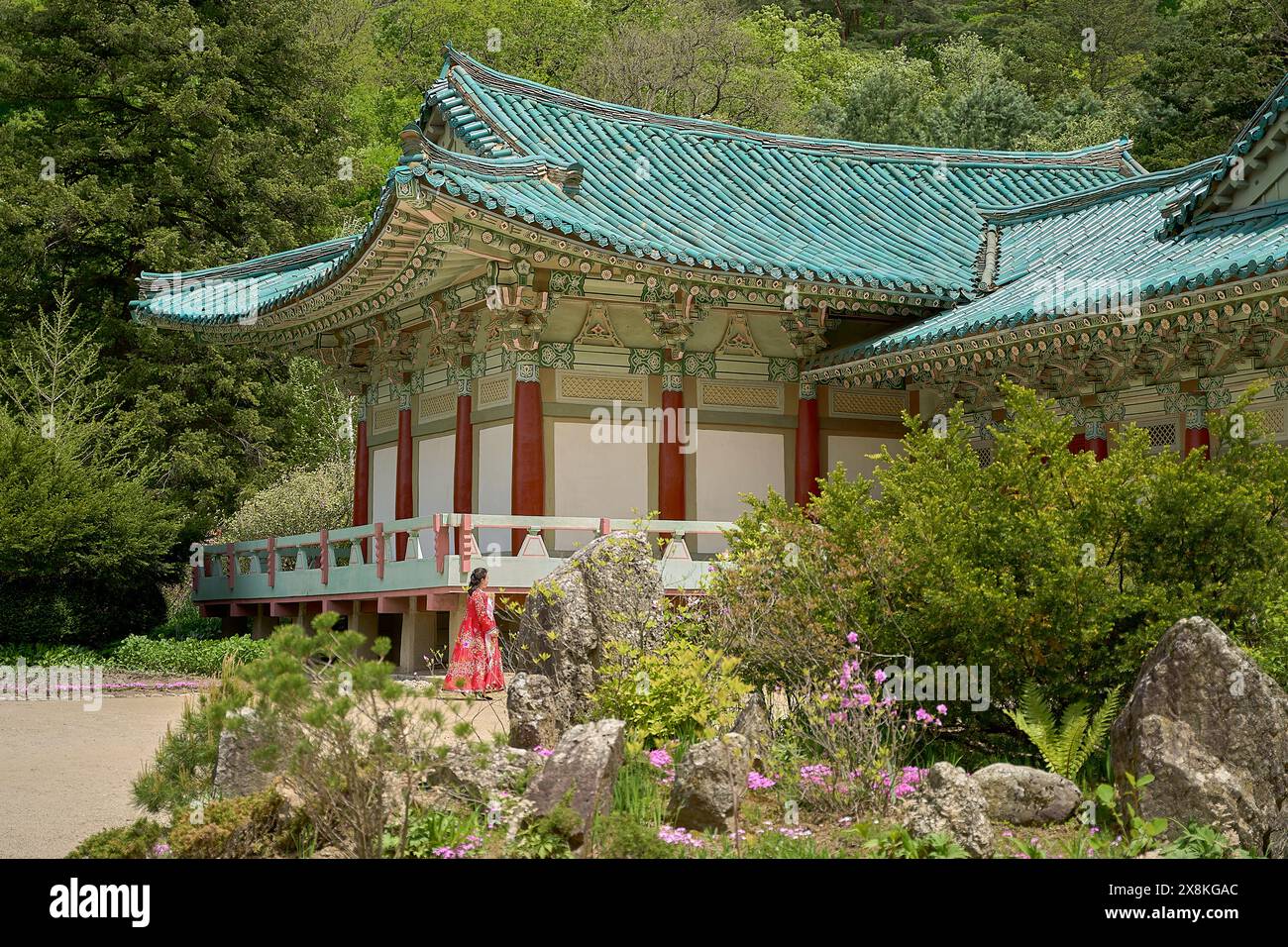 Pohyeon-sa a Myohyang-san, Corea del Nord, un grande complesso museale della cultura coreana Foto Stock