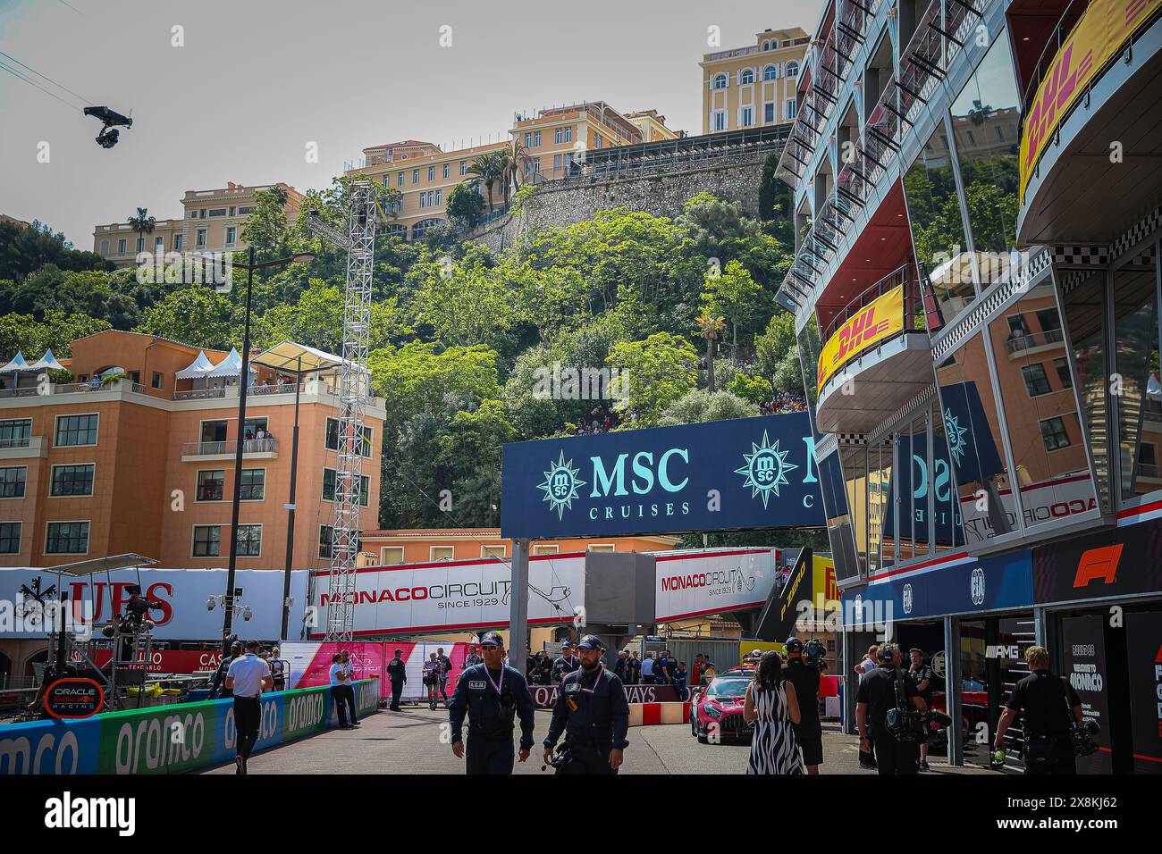 Monaco, Principato di Monaco. 26 maggio 2024. Pit Lane/Box durante il GP di Monaco, 23-26 maggio 2024 Montecarlo, campionato del mondo di Formula 1 2024. Credito: Agenzia fotografica indipendente/Alamy Live News Foto Stock