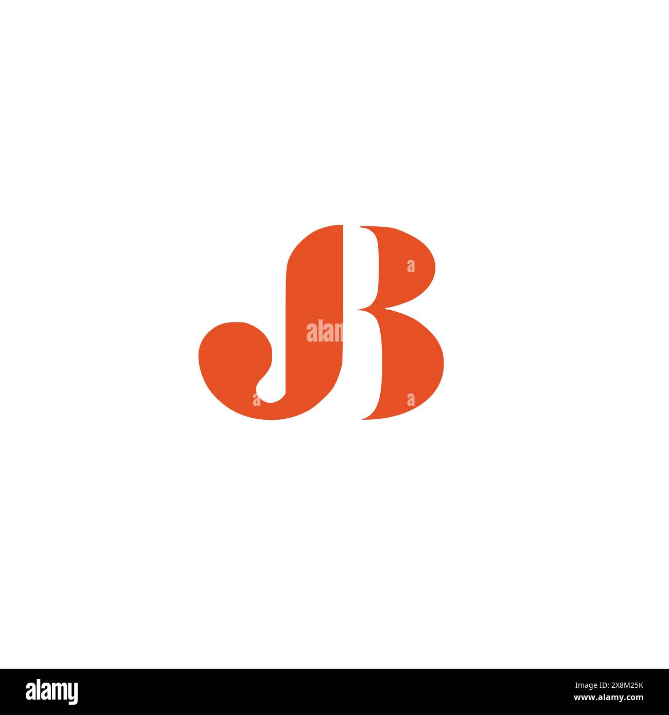 Logo JB con lettera astratta. Questa icona con il logo si integra con una forma astratta in modo creativo. Illustrazione Vettoriale