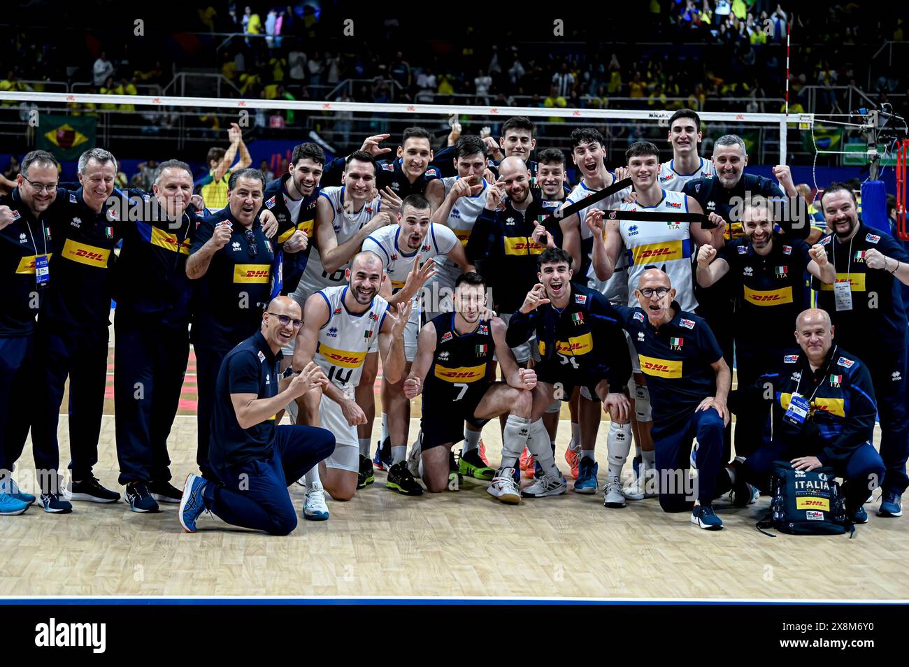 Rio De Janeiro, Brasile. 26 maggio 2024. L'Italia batte il Brasile in una partita valida per la Lega delle Nazioni di pallavolo maschile, tenutasi presso il Maracanãzinho Gymnasium di Rio de Janeiro, RJ, questa domenica (26). Crediti: Pedro Teixeira/FotoArena/Alamy Live News Foto Stock