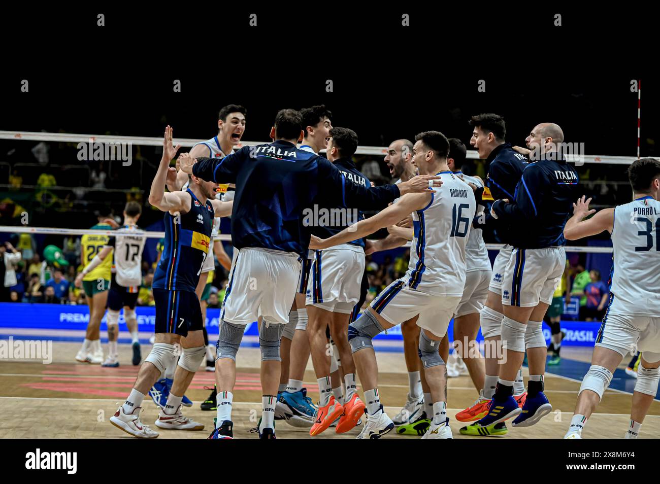 Rio De Janeiro, Brasile. 26 maggio 2024. L'Italia batte il Brasile in una partita valida per la Lega delle Nazioni di pallavolo maschile, tenutasi presso il Maracanãzinho Gymnasium di Rio de Janeiro, RJ, questa domenica (26). Crediti: Pedro Teixeira/FotoArena/Alamy Live News Foto Stock