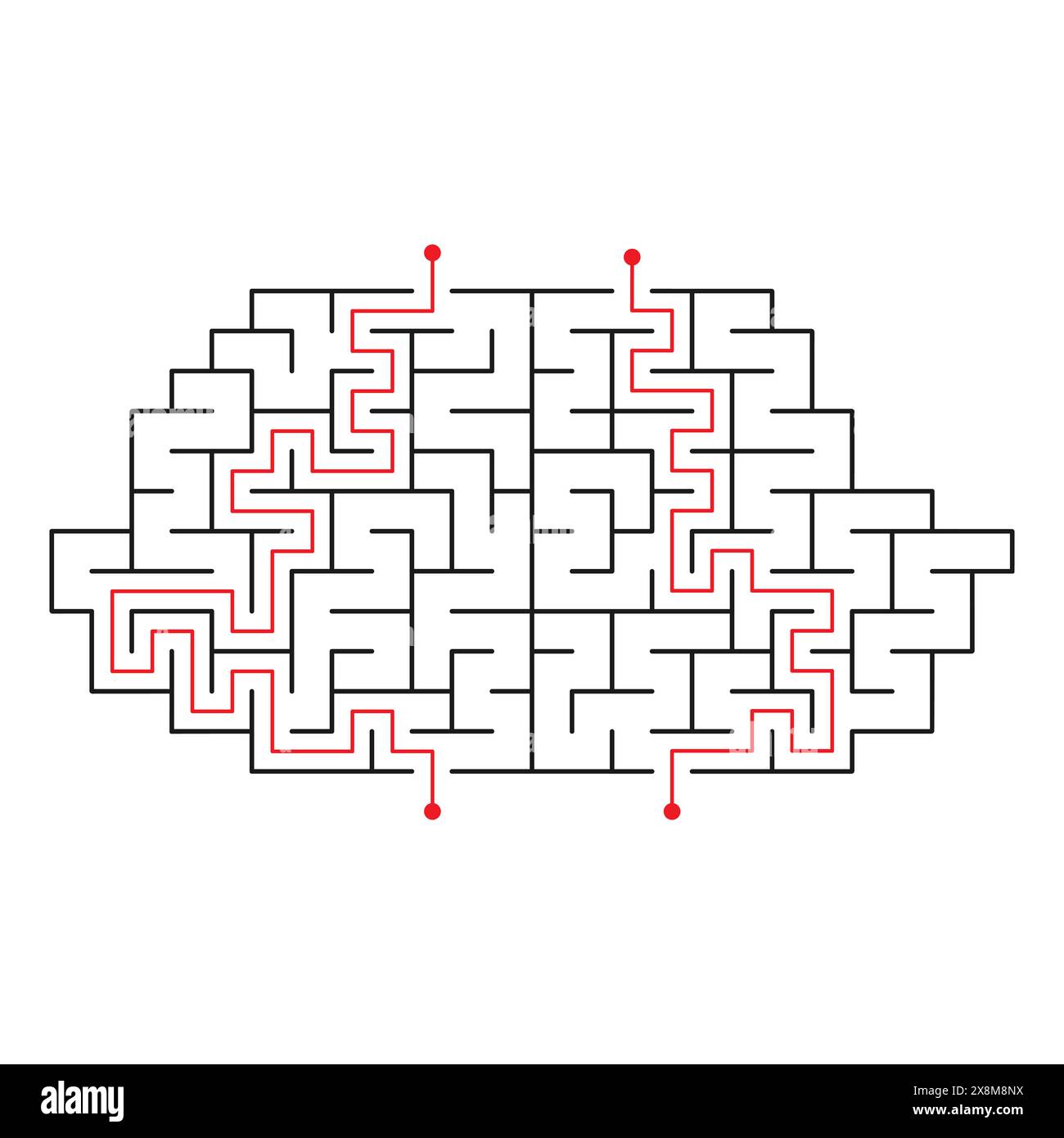 Gioco per bambini - un labirinto per due. Insegnare ai bambini. Illustrazione vettoriale Illustrazione Vettoriale