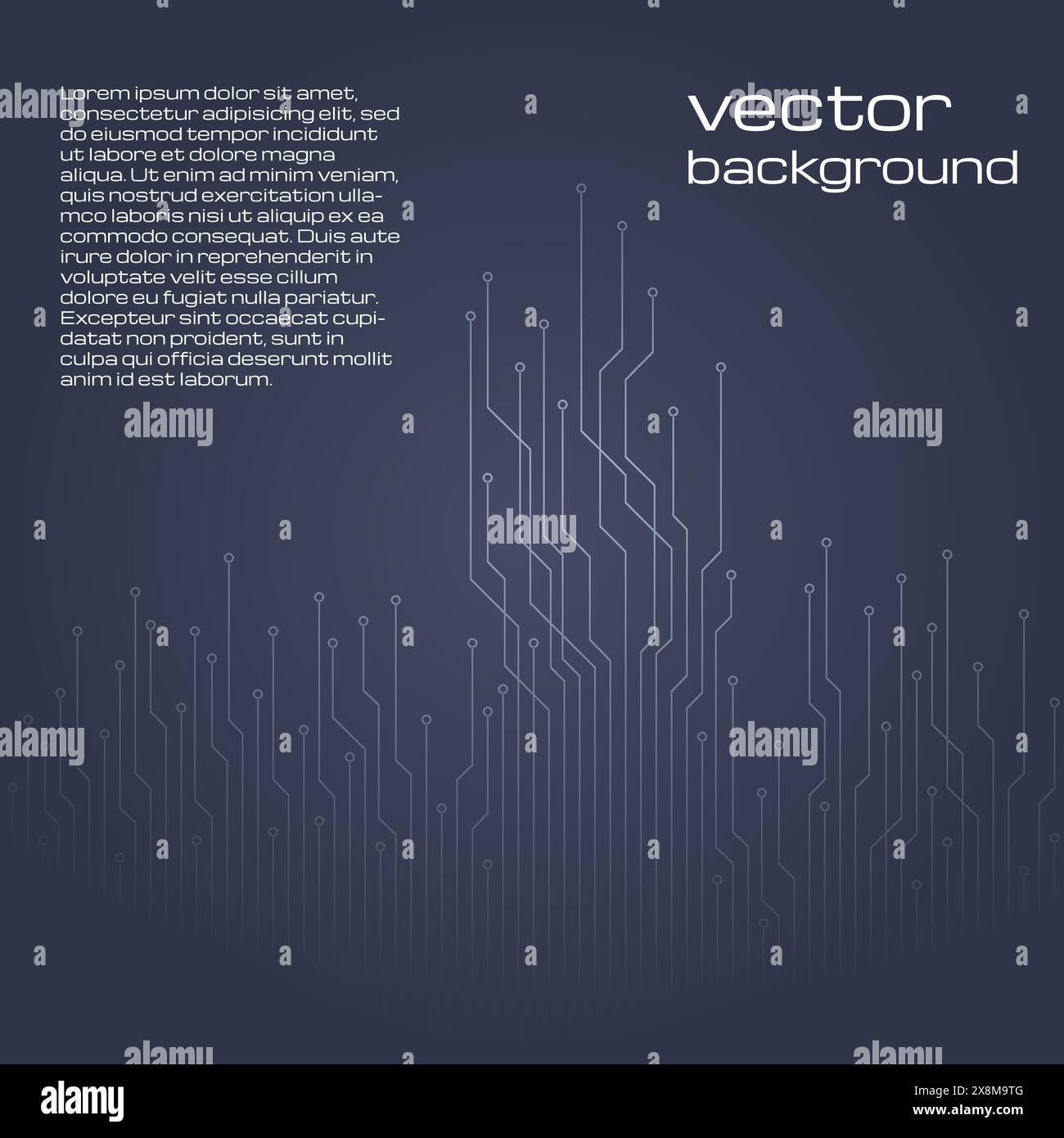 Background tecnologico astratto con elementi del microchip. Struttura dello sfondo del circuito stampato. Illustrazione vettoriale. Illustrazione Vettoriale