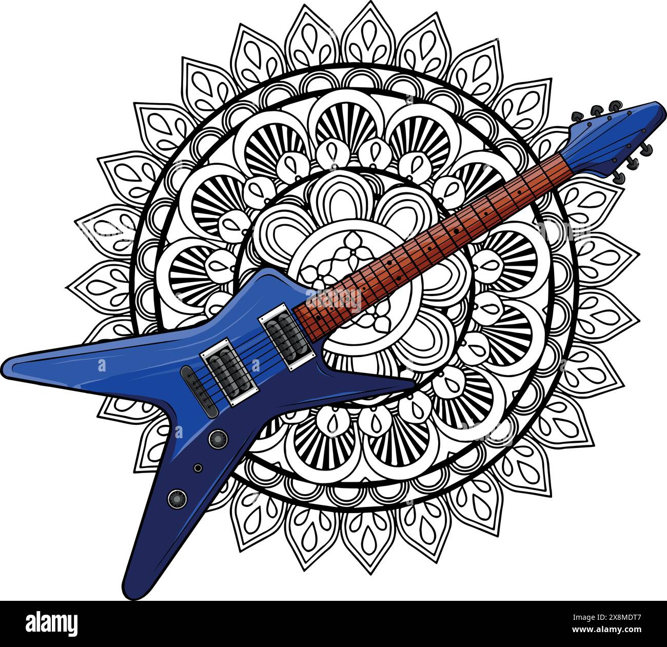 Disegna un disegno di illustrazione vettoriale per chitarra elettrica colorata Illustrazione Vettoriale