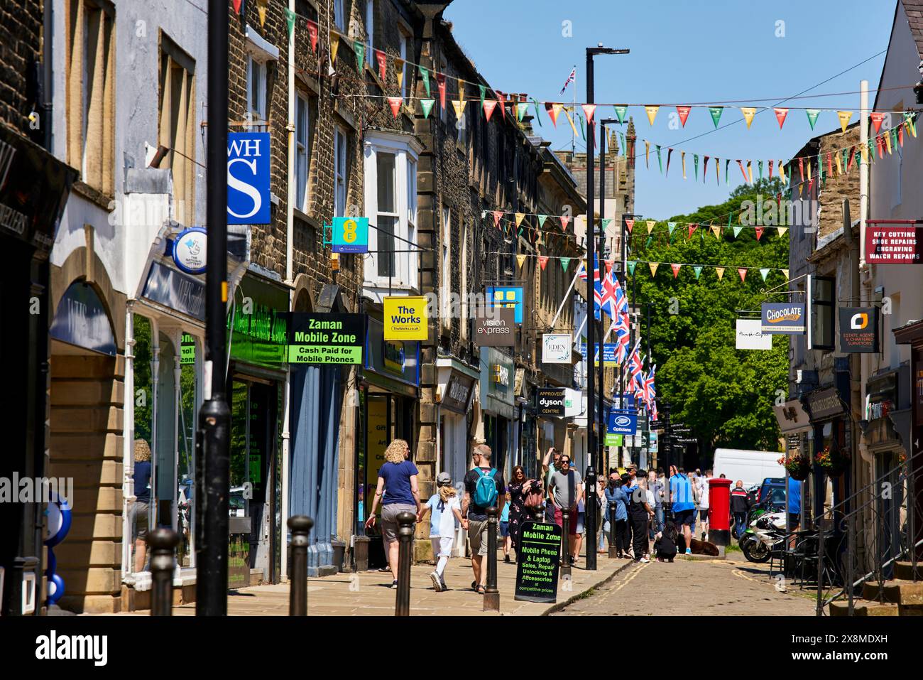 Skipton, nel centro di Sheep Street nel North Yorkshire Foto Stock