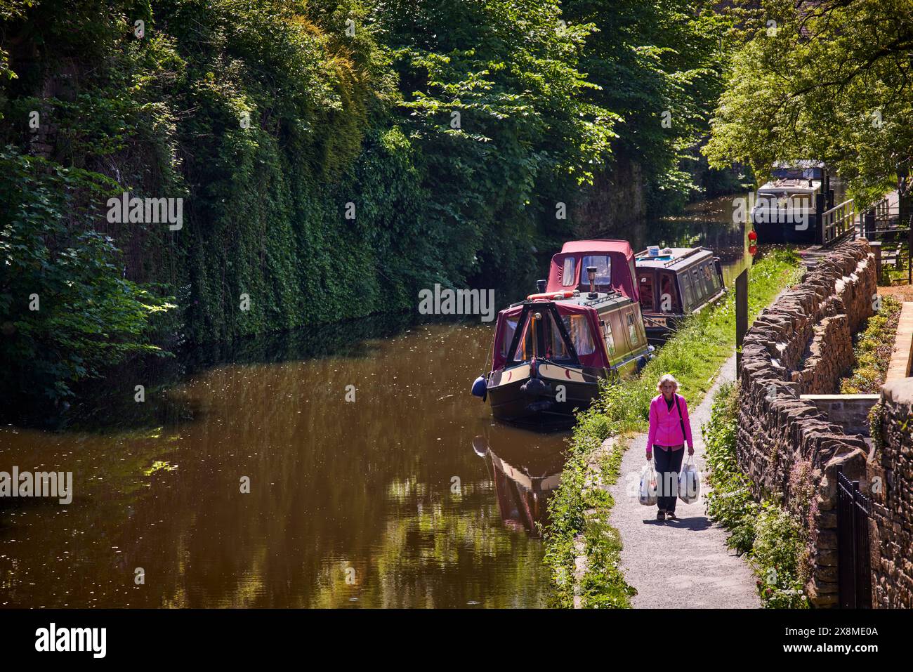 Skipton, North Yorkshire, centro città lungo il canale Springs Branch Foto Stock