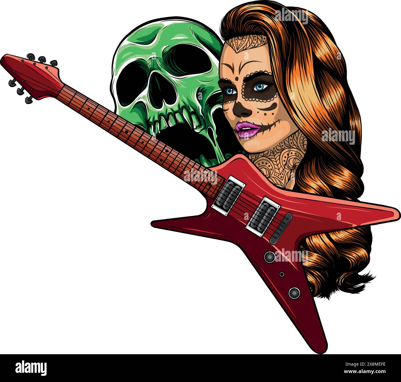 Disegna un disegno di illustrazione vettoriale per chitarra elettrica colorata Illustrazione Vettoriale