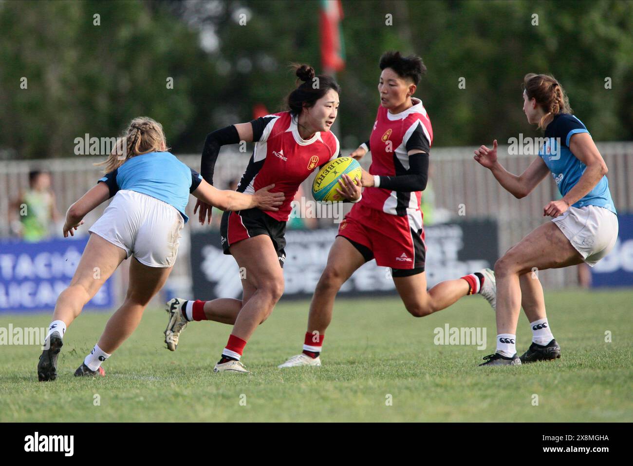 Villajoyosa, Spagna. 26 maggio 2024. Shangong (Cina) (27) e Polonia (0) si affrontano nella finale del 37° Torneo di rugby a 7 Costa Blanca - domenica 26 maggio 2024. Sport - Rugby. ( Crediti: Alejandro van Schermbeek/Alamy Live News Foto Stock