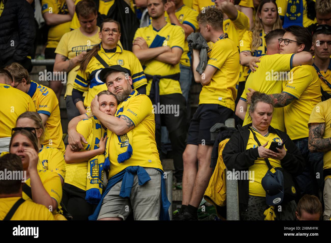 Danimarca. 26 maggio 2024. Delusi i tifosi del Broendby IF dopo la partita di 3F Super League tra Broendby IF e AGF al Broendby Stadium di Broendby, domenica 26 maggio 2024. (Foto: Mads Claus Rasmussen/Ritzau Scanpix) credito: Ritzau/Alamy Live News Foto Stock