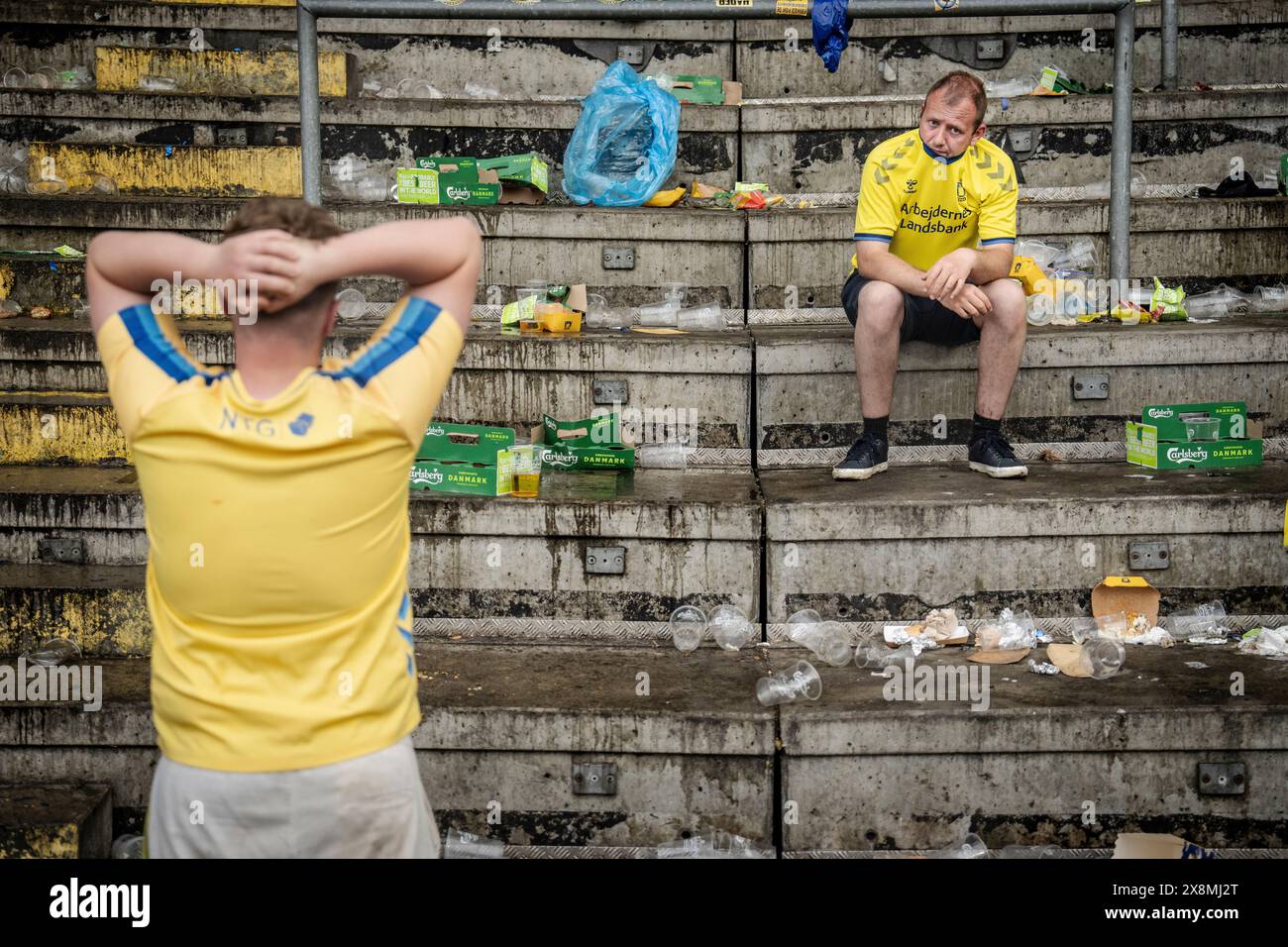 Danimarca. 26 maggio 2024. Deluso il tifoso del Broendby dopo il match di 3F Super League tra Broendby IF e AGF al Broendby Stadium di Broendby, domenica 26 maggio 2024. (Foto: Mads Claus Rasmussen/Ritzau Scanpix) credito: Ritzau/Alamy Live News Foto Stock