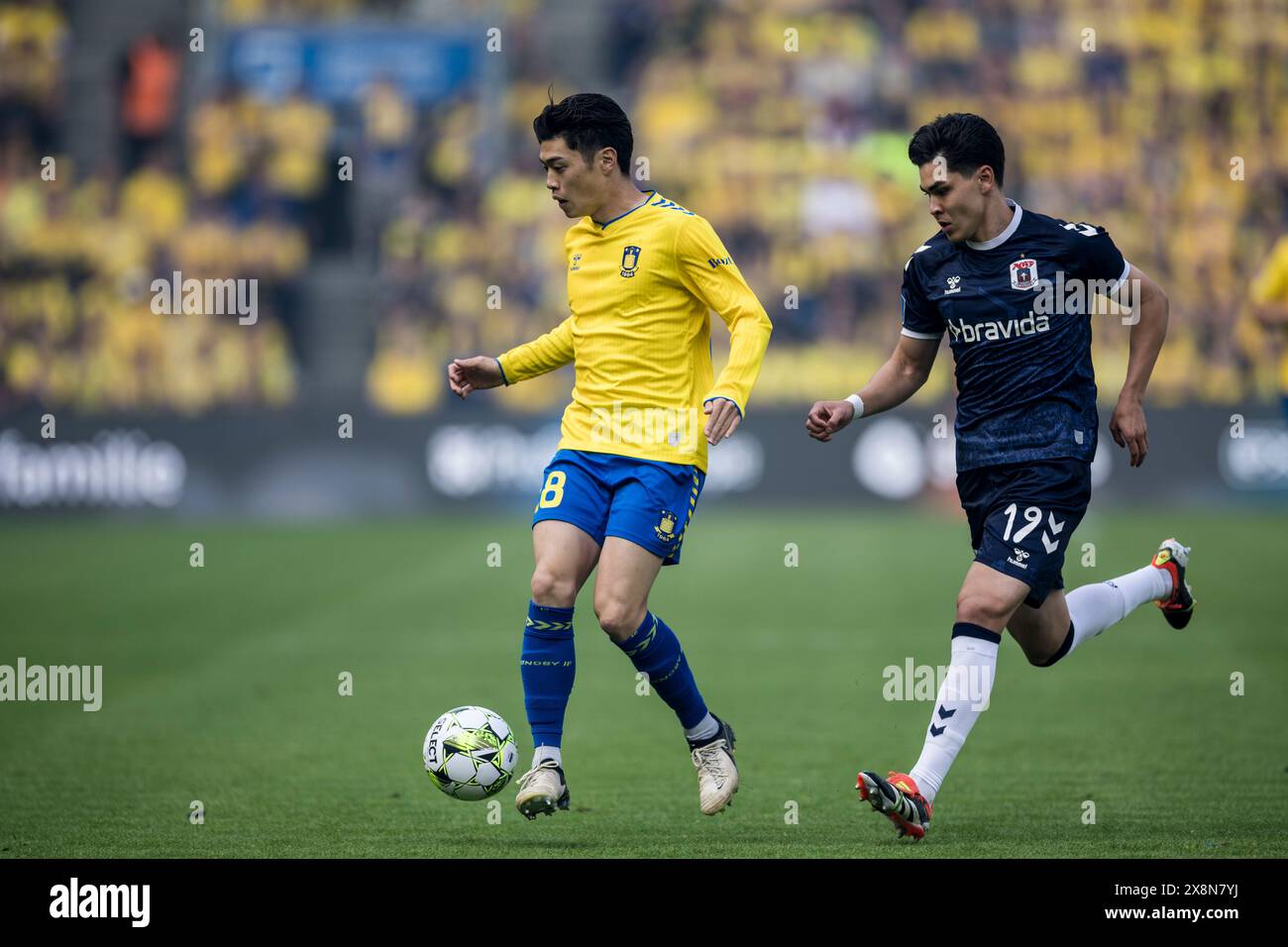 Brondby, Danimarca. 26 maggio 2024. Yuito Suzuki (28) di Broendby SE visto durante il 3F Superliga match tra Broendby IF e Aarhus GF al Brondby Stadium. (Photo Credit: Gonzales Photo/Alamy Live News Foto Stock