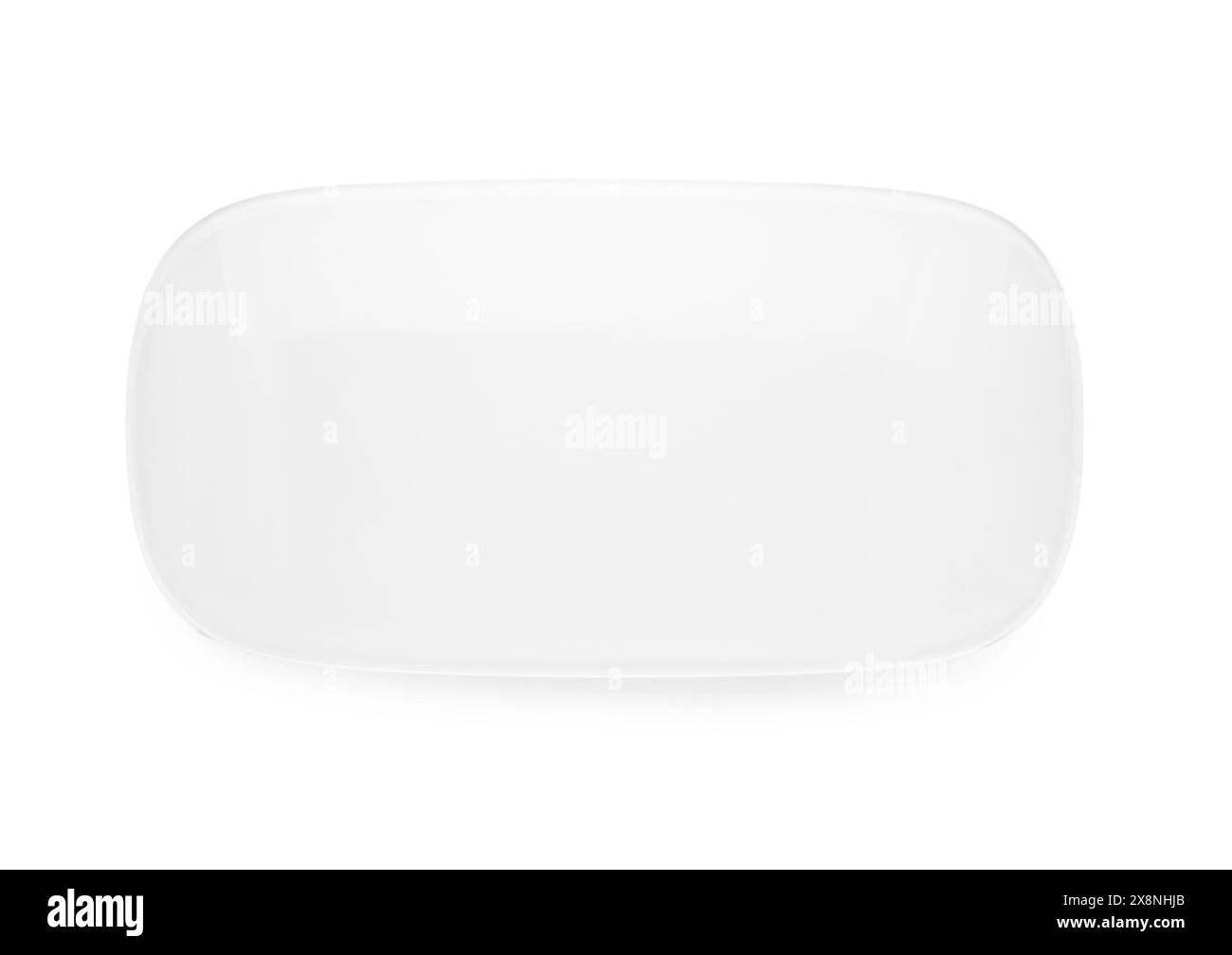 Moderno mouse wireless per computer isolato su bianco, vista dall'alto Foto Stock