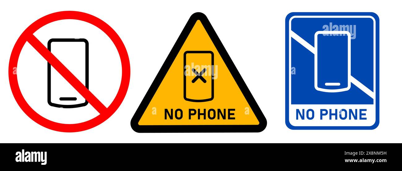 Telefono non consentito divieto di comunicazione telefono cellulare simbolo di area vietata Illustrazione Vettoriale