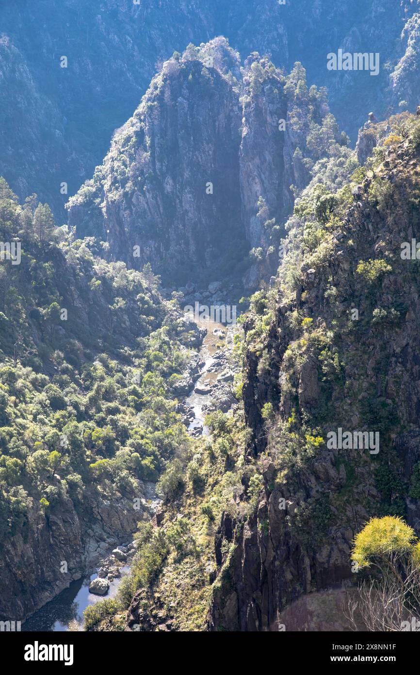 Dangars Gorge, patrimonio dell'umanità dell'unesco, nel parco nazionale Oxley Rivers, con cascata Dangars, sentieri per escursioni e campeggio, NSW, Australia Foto Stock