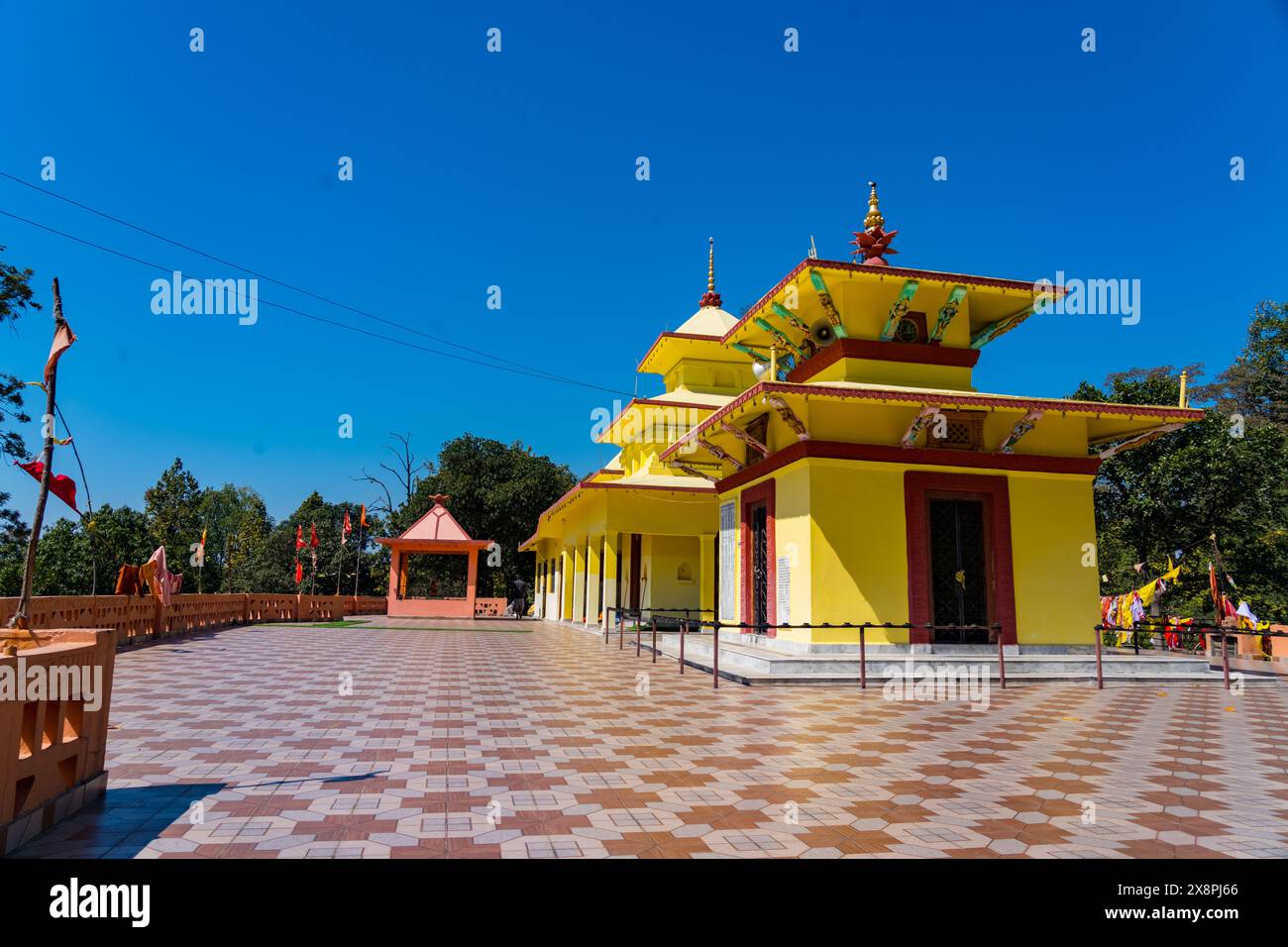 Mahendranagar, Nepal - 2 febbraio 2024 : Tempio indù Vishnu Dham Saket Dham a Kanchanpur, Mahendranagar, Nepal Foto Stock