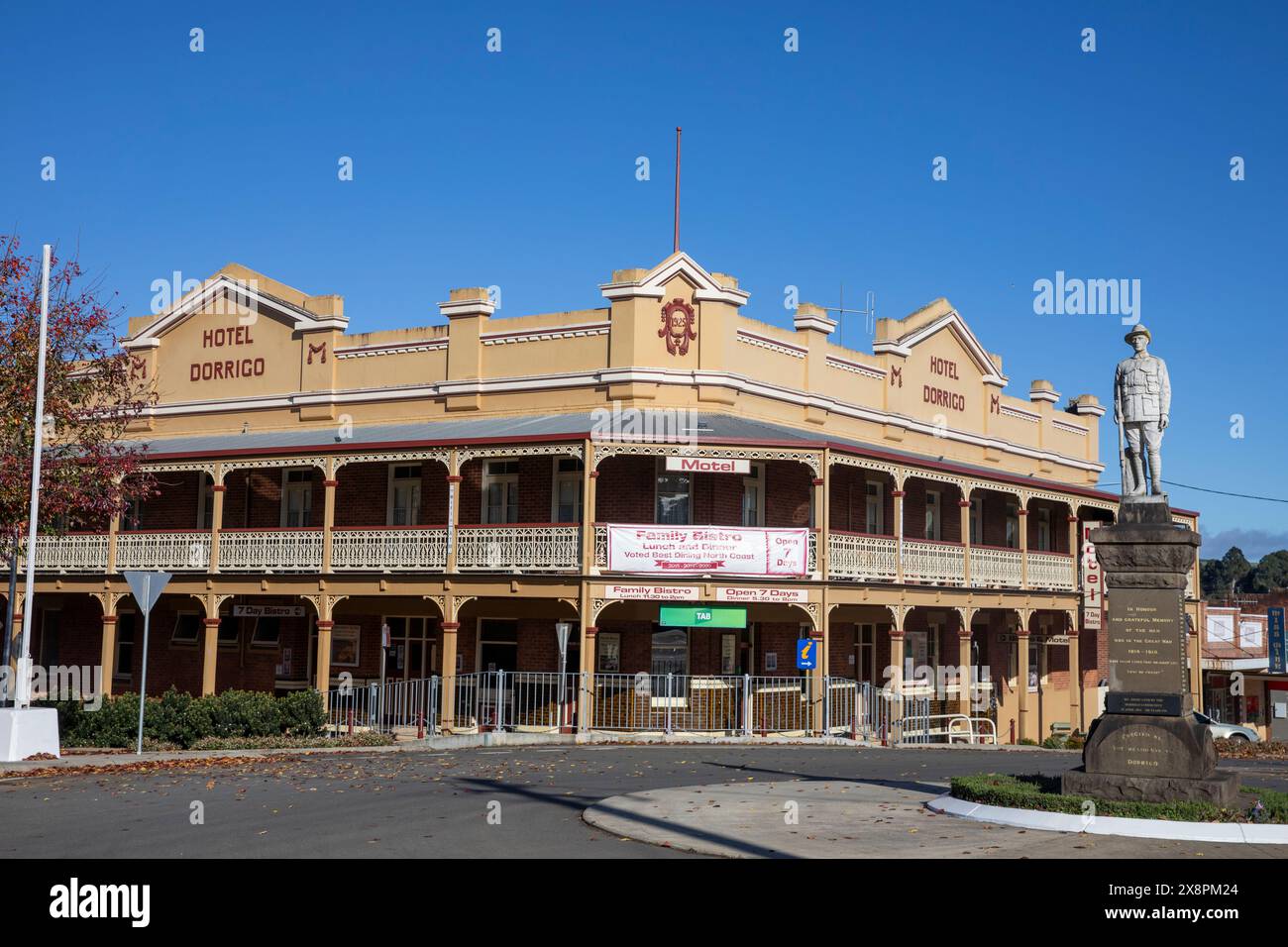 The Heritage Hotel Dorrigo, camere da motel e locali pubblici, architettura anni '1920 e patrimonio storico, centro di Dorrigo, NSW, Australia Foto Stock