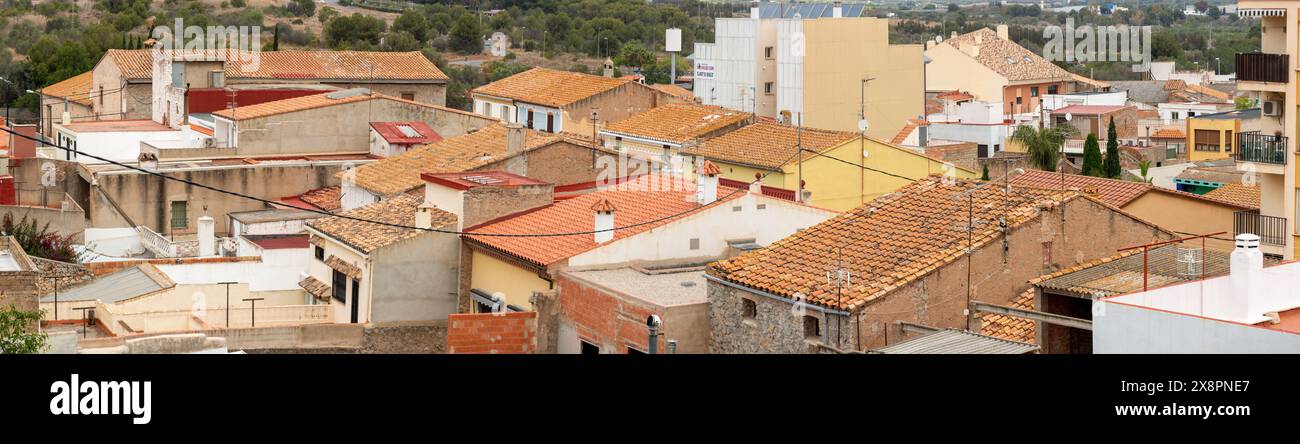 Panoramica panoramica sul tetto di Oropesa del Mar, Spagna Foto Stock