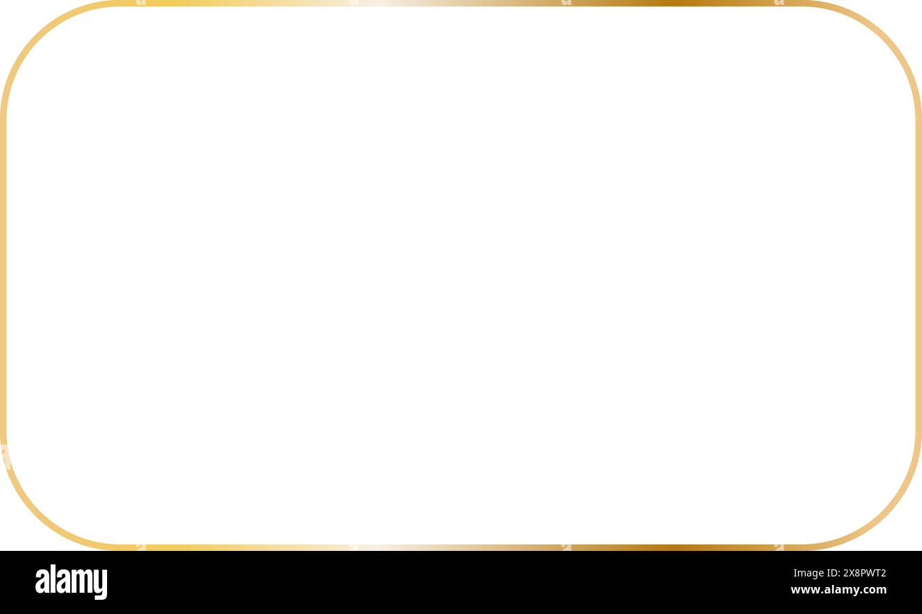 Cornice rettangolare oro con angoli arrotondati. Il vettore delinea il bordo estetico per la progettazione degli inviti Illustrazione Vettoriale