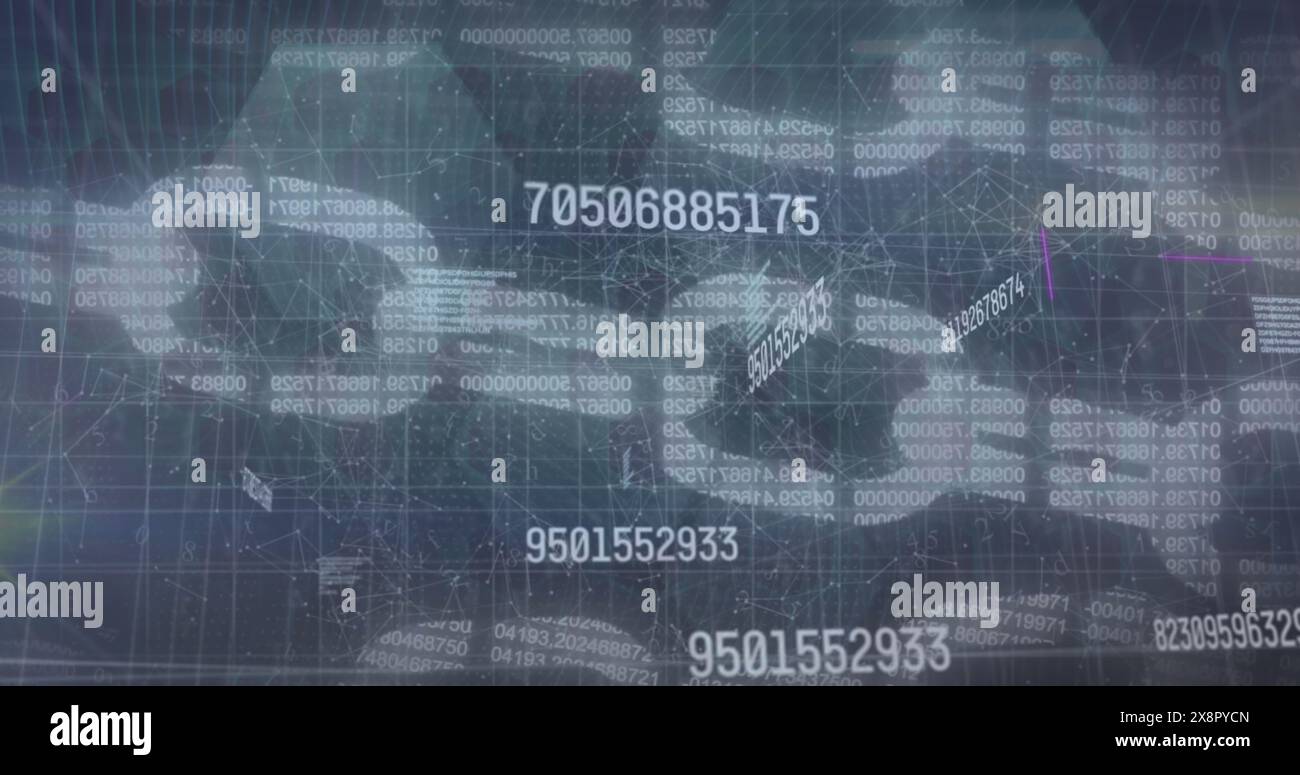 Immagine dell'elaborazione dei dati digitali su catene Foto Stock