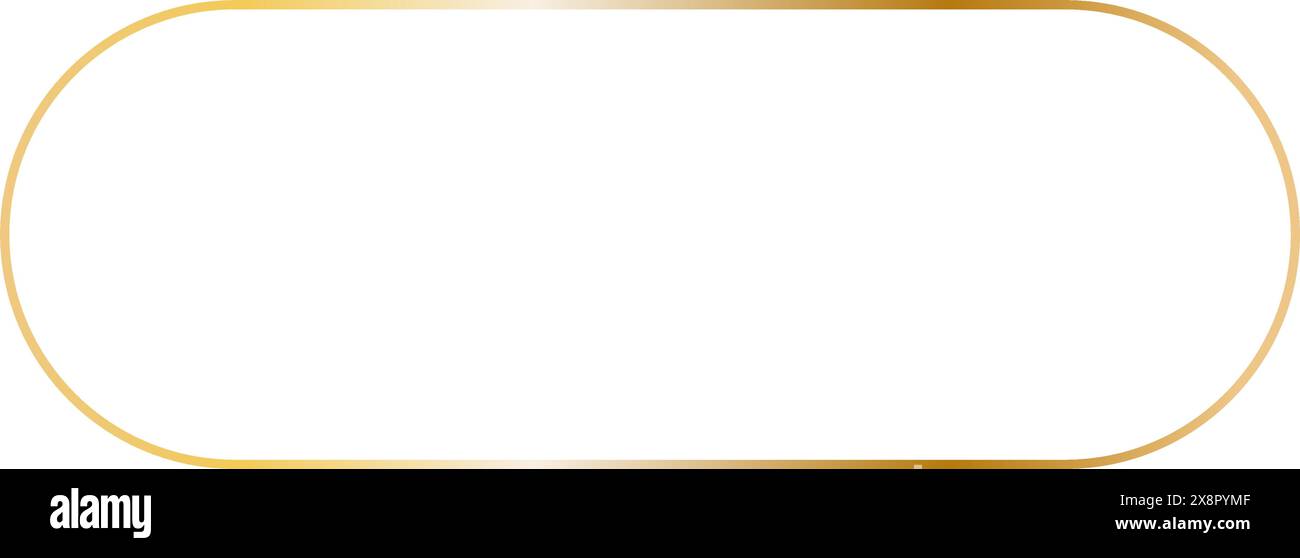 Montatura lunga in oro con angoli arrotondati. Contorno vettoriale sottile per la progettazione degli inviti Illustrazione Vettoriale