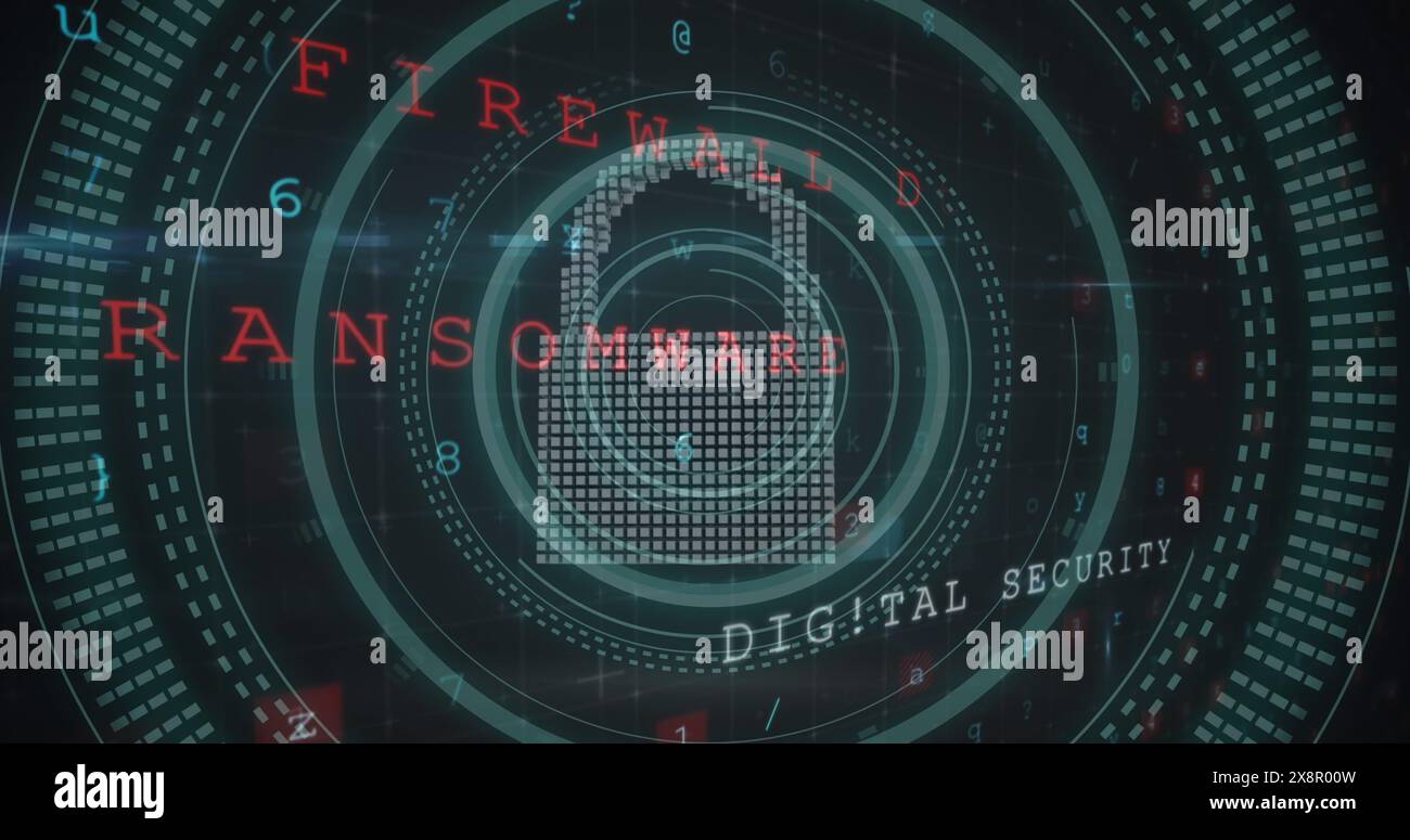 Immagine dell'icona del lucchetto di sicurezza contro l'elaborazione dei dati di sicurezza informatica Foto Stock