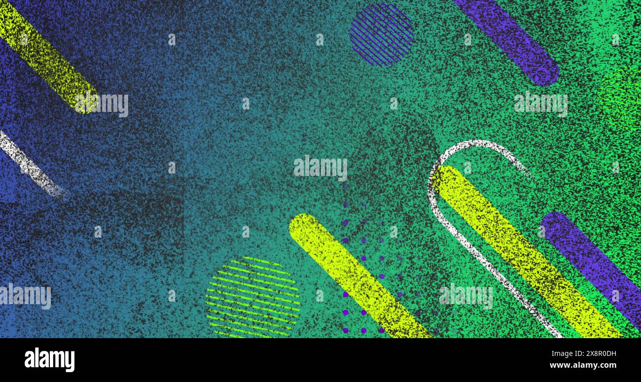 Immagine del colore nero che si estende su forme geometriche su sfondo blu Foto Stock