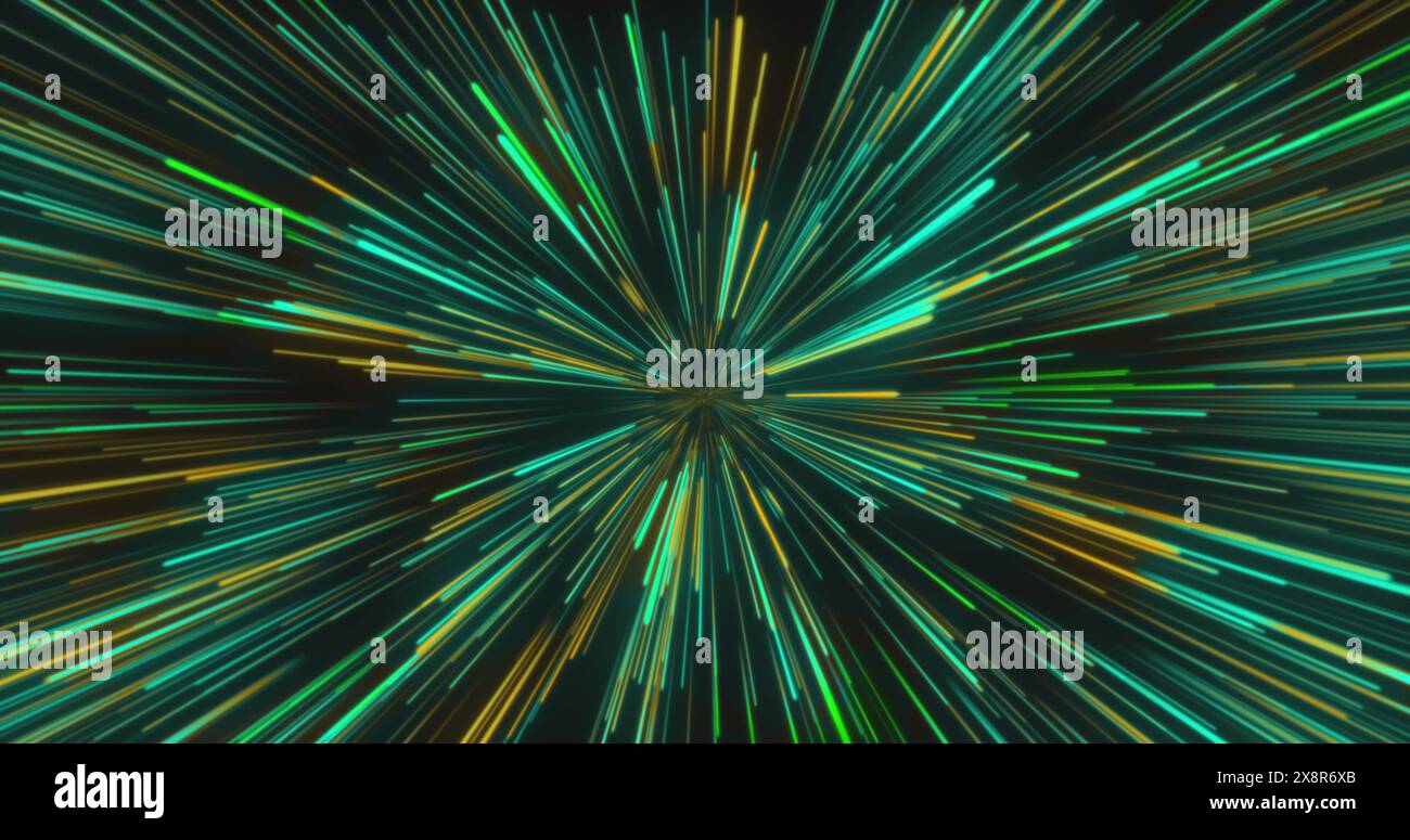 Immagine di percorsi a luce verde che si muovono su loop senza interruzioni Foto Stock