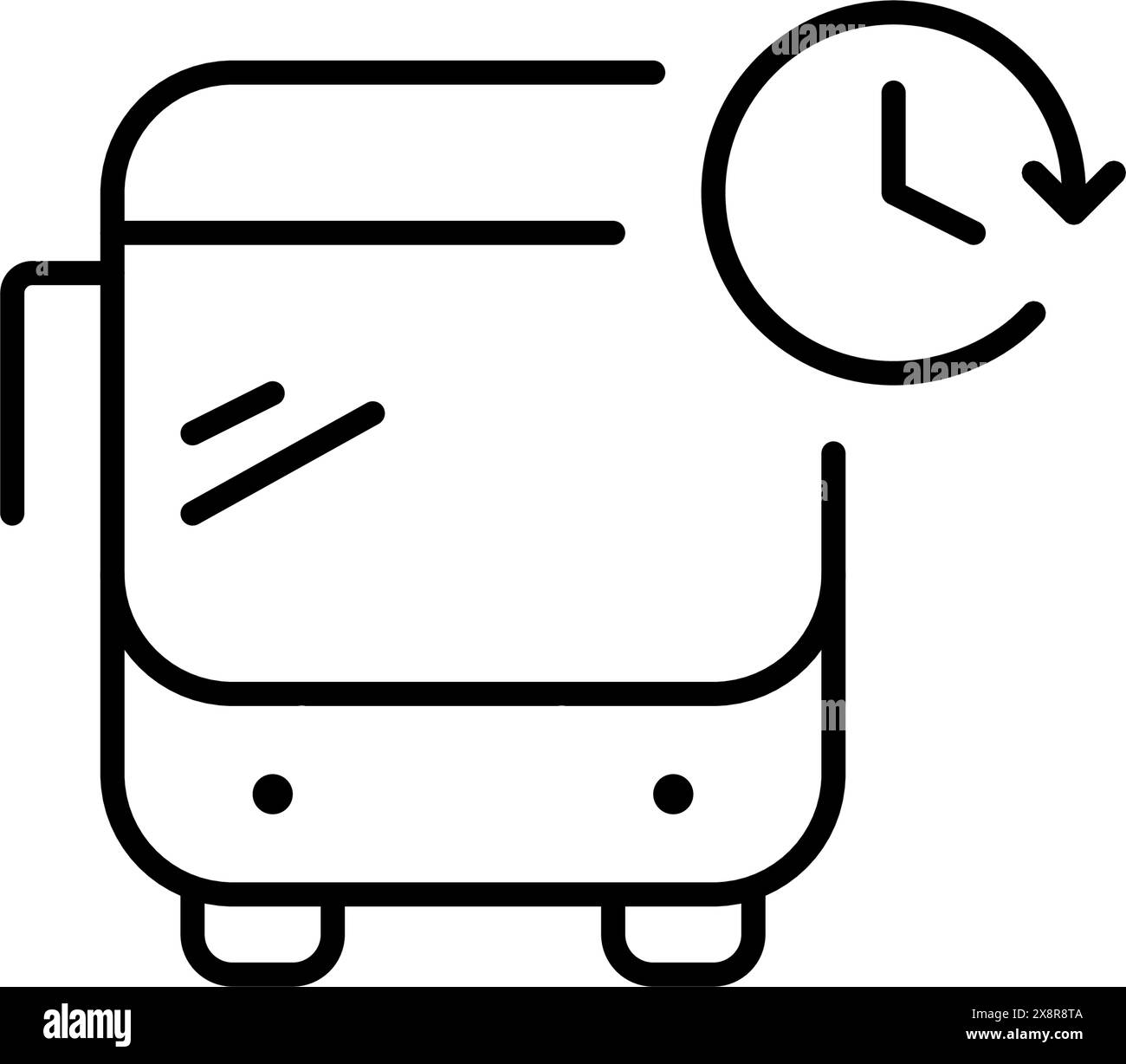 Autobus e orologio. Orari dei trasporti pubblici. Mobilità urbana. Icona del vettore pixel Perfect Illustrazione Vettoriale